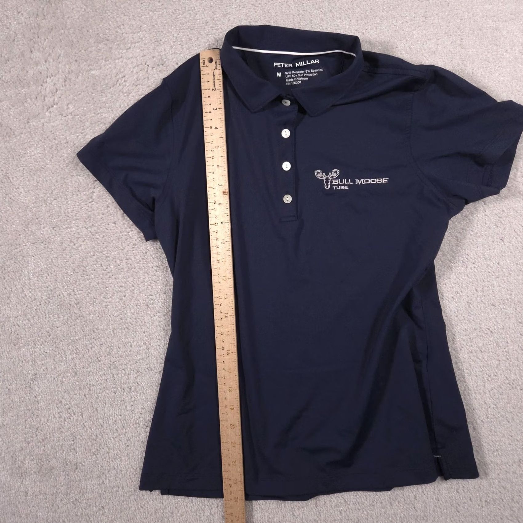 Peter Millar Peter Millar Polo Shirt Womens M Blue Solid Golf Short Sleeve Embroidered Bull Moose Tube Crown Logo Size M / US 6-8 / IT 42-44 - 7 Thumbnail