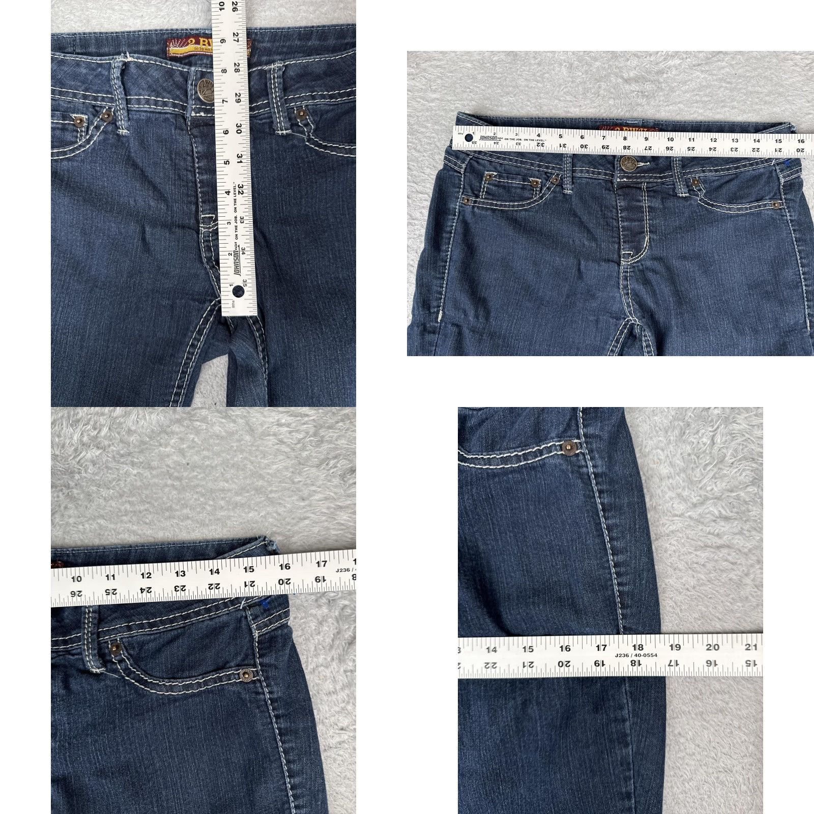 Vintage 2 BWU Womens Skinny Jeans Blue Dark Wash Mid Rise Slim 32x30 5-Pocket Denim Stretch Size 32" / US 10 / IT 46 - 8 Thumbnail