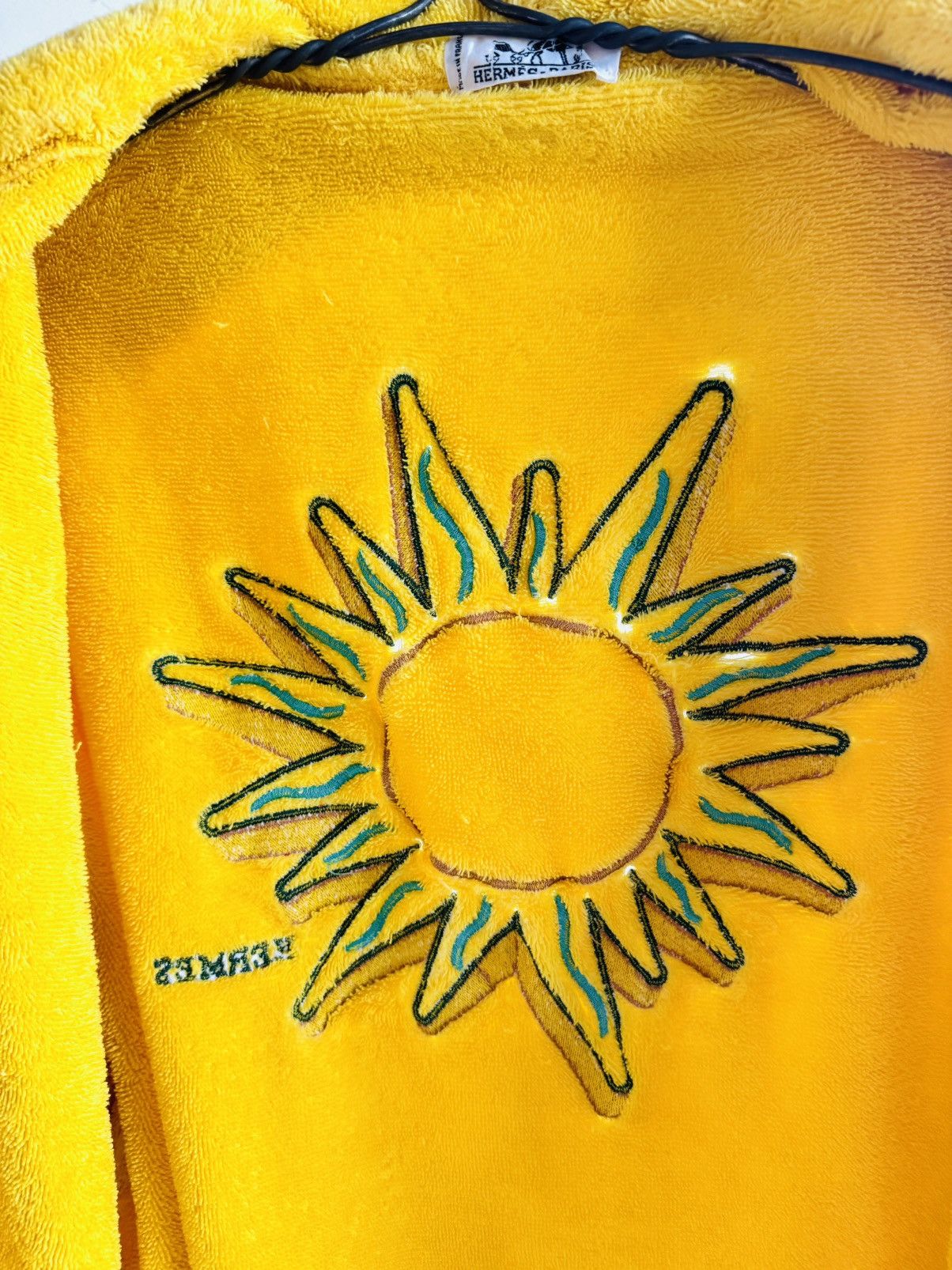 Hermes Vintage Hermes Yellow Terry Robe Sun motif logo embroidered Size ONE SIZE - 6 Thumbnail