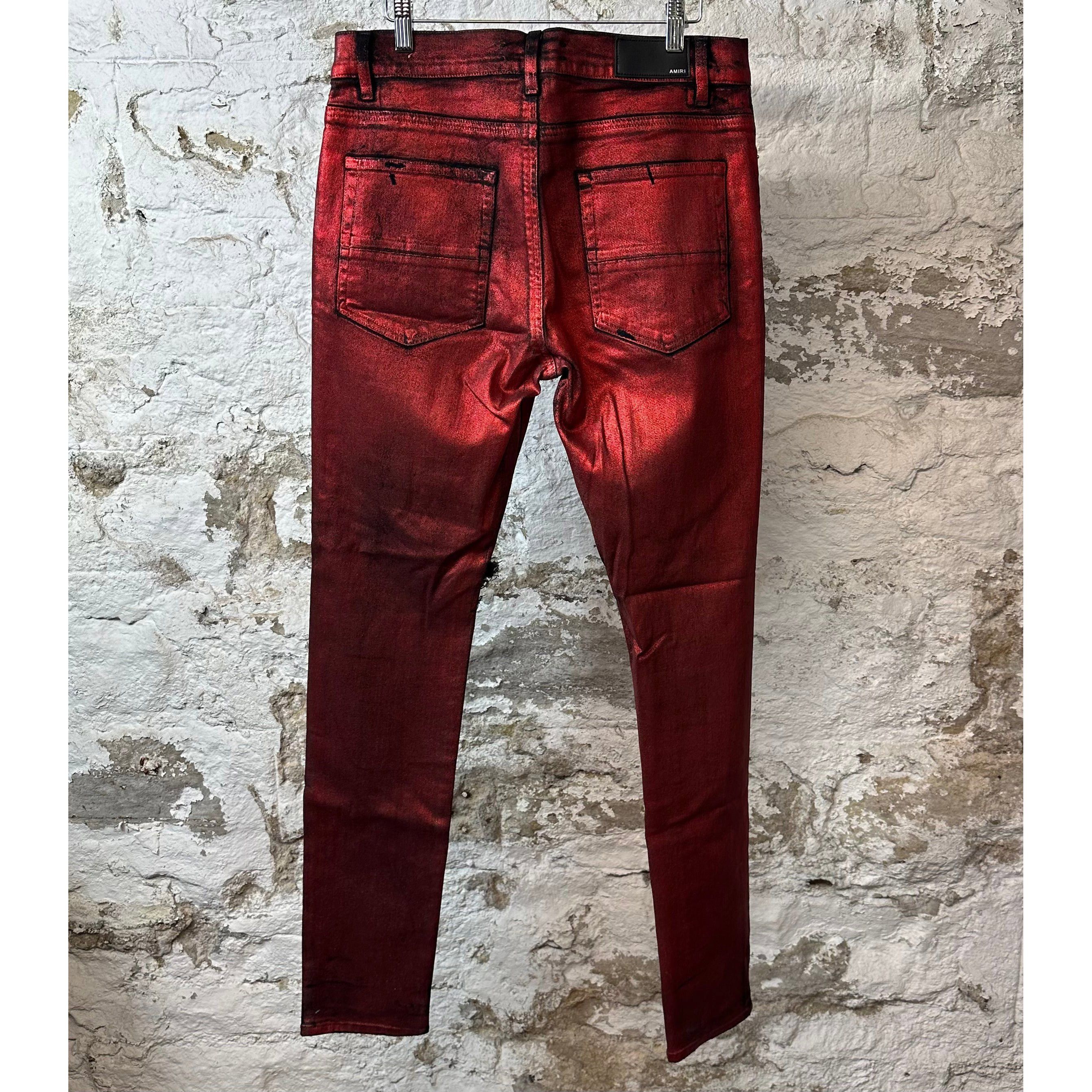 Amiri Amiri Red Waxed Plain Jeans Sz 36 Size US 36 / EU 52 - 2 Thumbnail