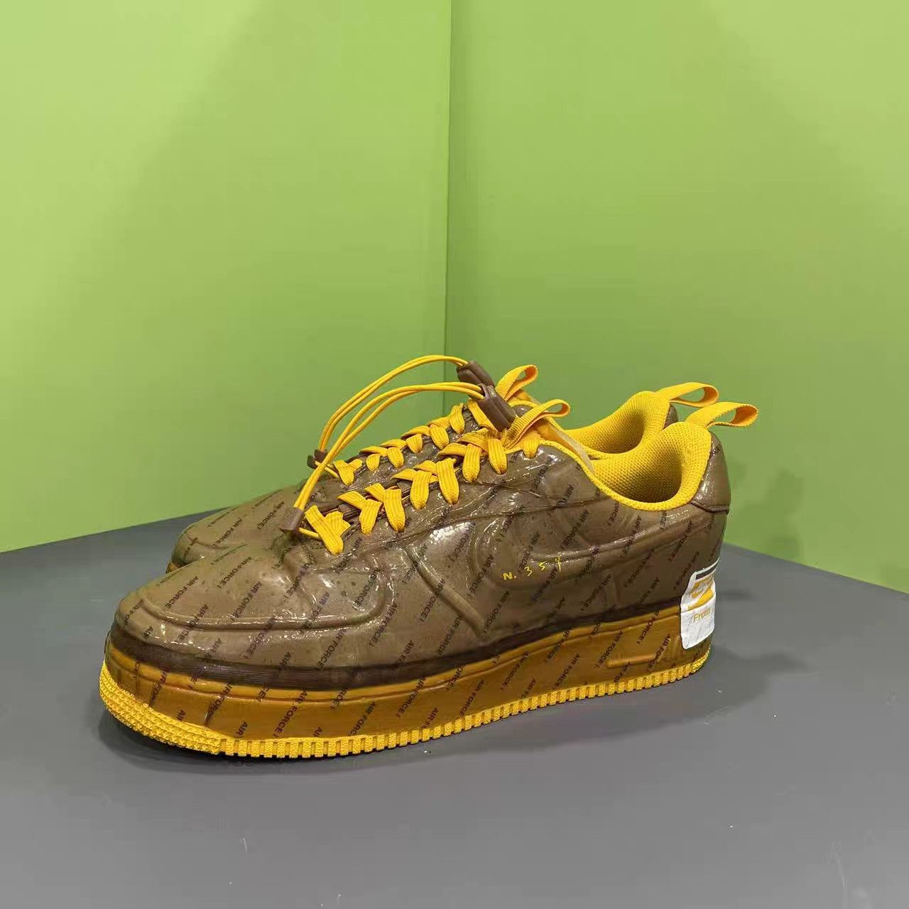 Nike Nike Air Force 1 Brown Yellow Sneakers K15 Size US 10 / EU 43 - 1 Thumbnail