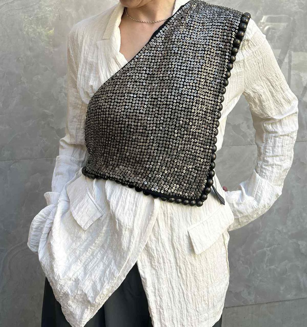 Isabel Marant Isabel Marant Pisa Silk & Brass Metal Studded Scarf Size ONE SIZE - 5 Thumbnail