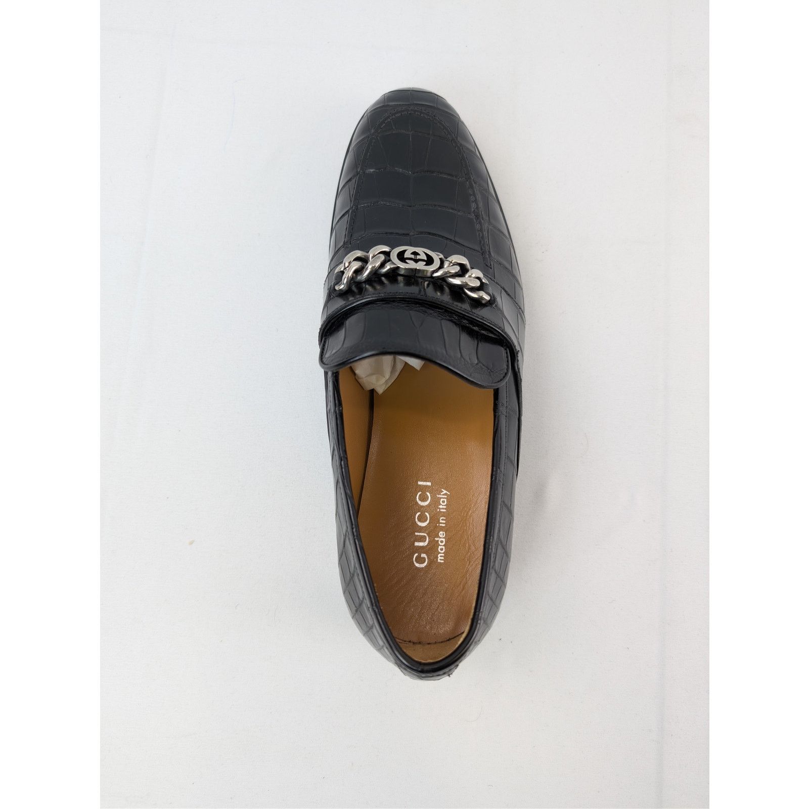 Gucci o1rshd1 Sukey Logo Crocodile Dress Loafers Shoe Boots Black Size US 11.5 / EU 44-45 - 15 Thumbnail