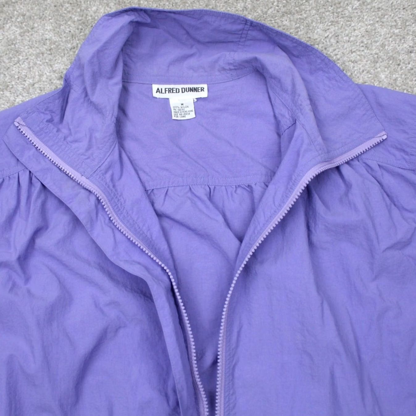 Vintage Alfred Dunner Purple Full Zip Windbreaker Jacket Womens Medium 100% Nylon Solid Mid-Length Zip Front Coat Jacket Size M / US 6-8 / IT 42-44 - 6 Thumbnail