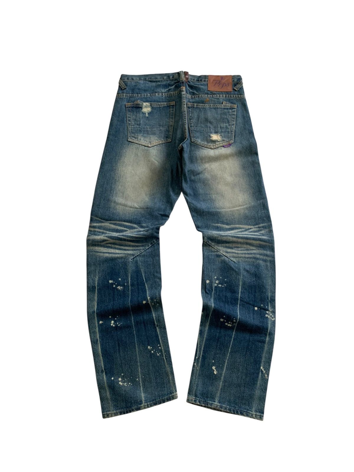 Japanese Brand PRPS Newyork Distressed Crazy Faded Curved Denim Size US 34 / EU 50 - 1 Thumbnail