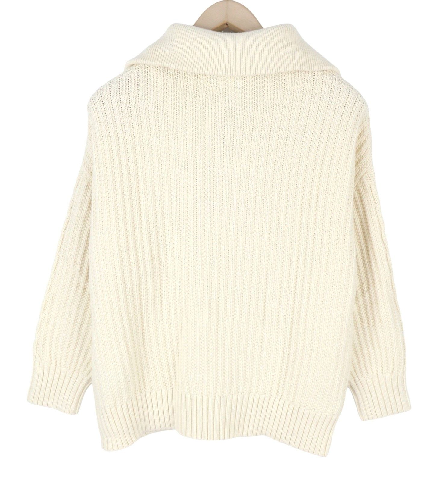 Gant CABLE HALF ZIP L Cream Wool Blend Knit 88106 Size L / US 10 / IT 46 - 4 Thumbnail