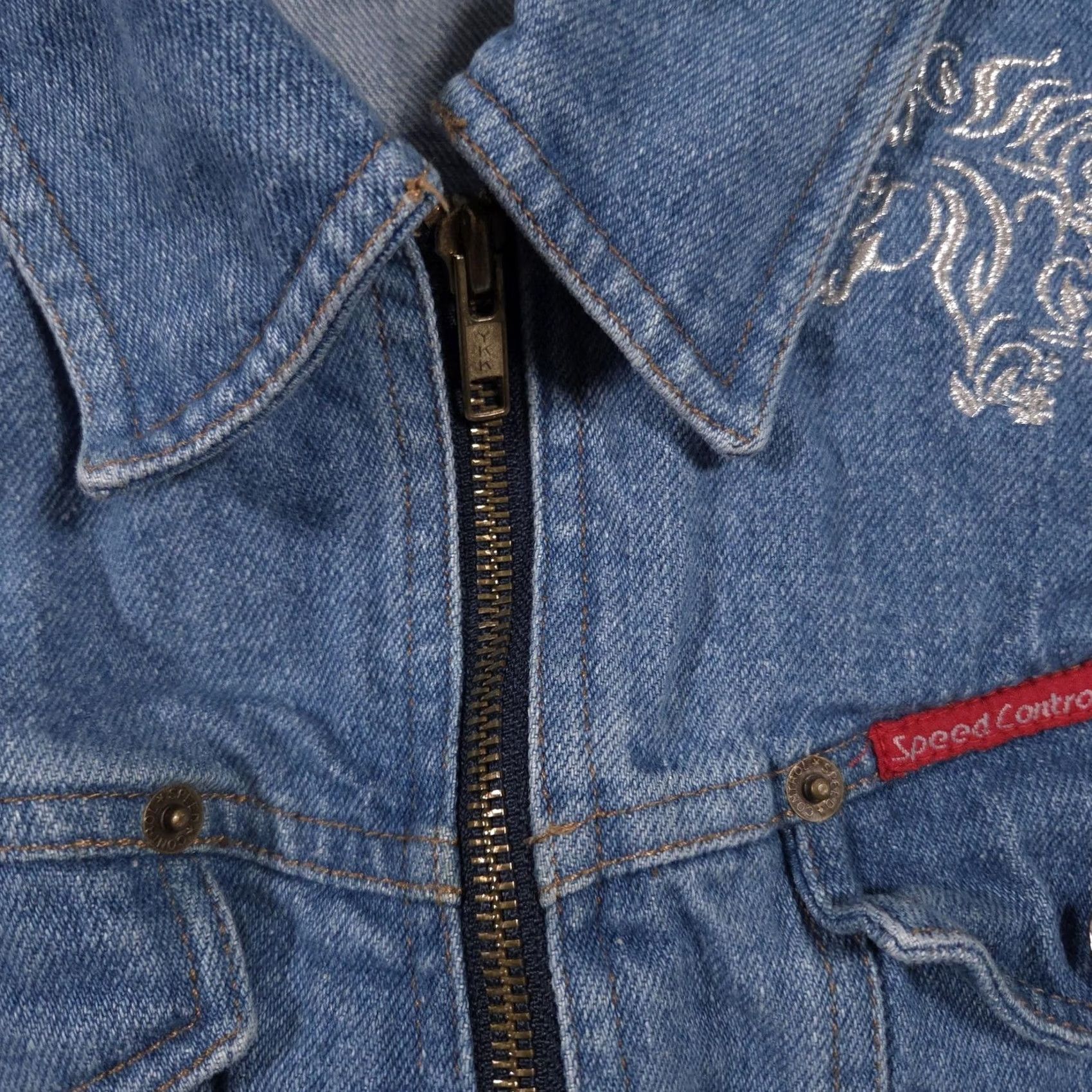 Speedo VINTAGE Speed Control Vest Girls Small Blue Denim Zip Front Embroidered Horse Western Size S / US 4 / IT 40 - 5 Thumbnail