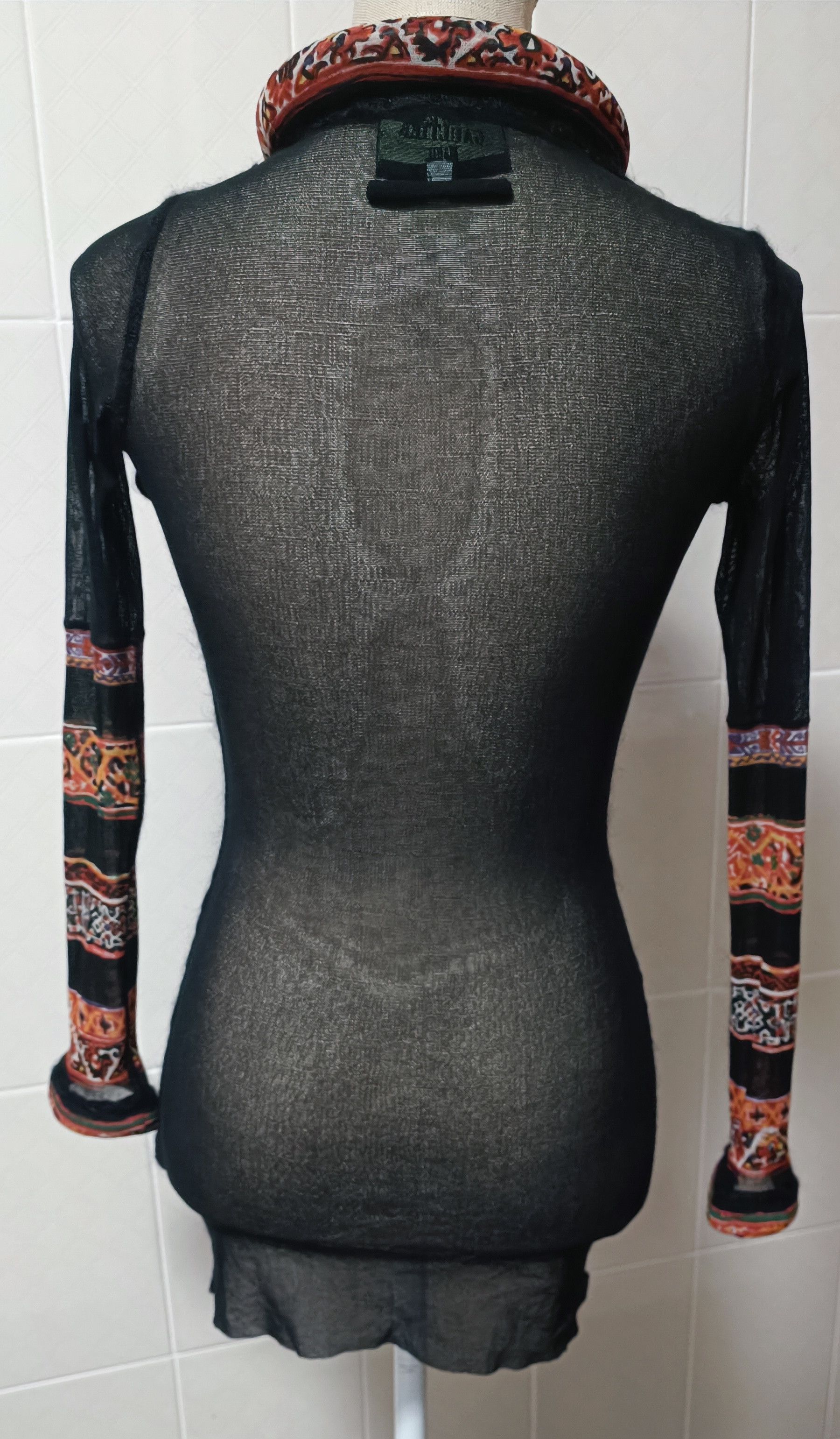Jean Paul Gaultier 1999 _3D neckline and wrist mesh nylon top Size S / US 4 / IT 40 - 24 Thumbnail