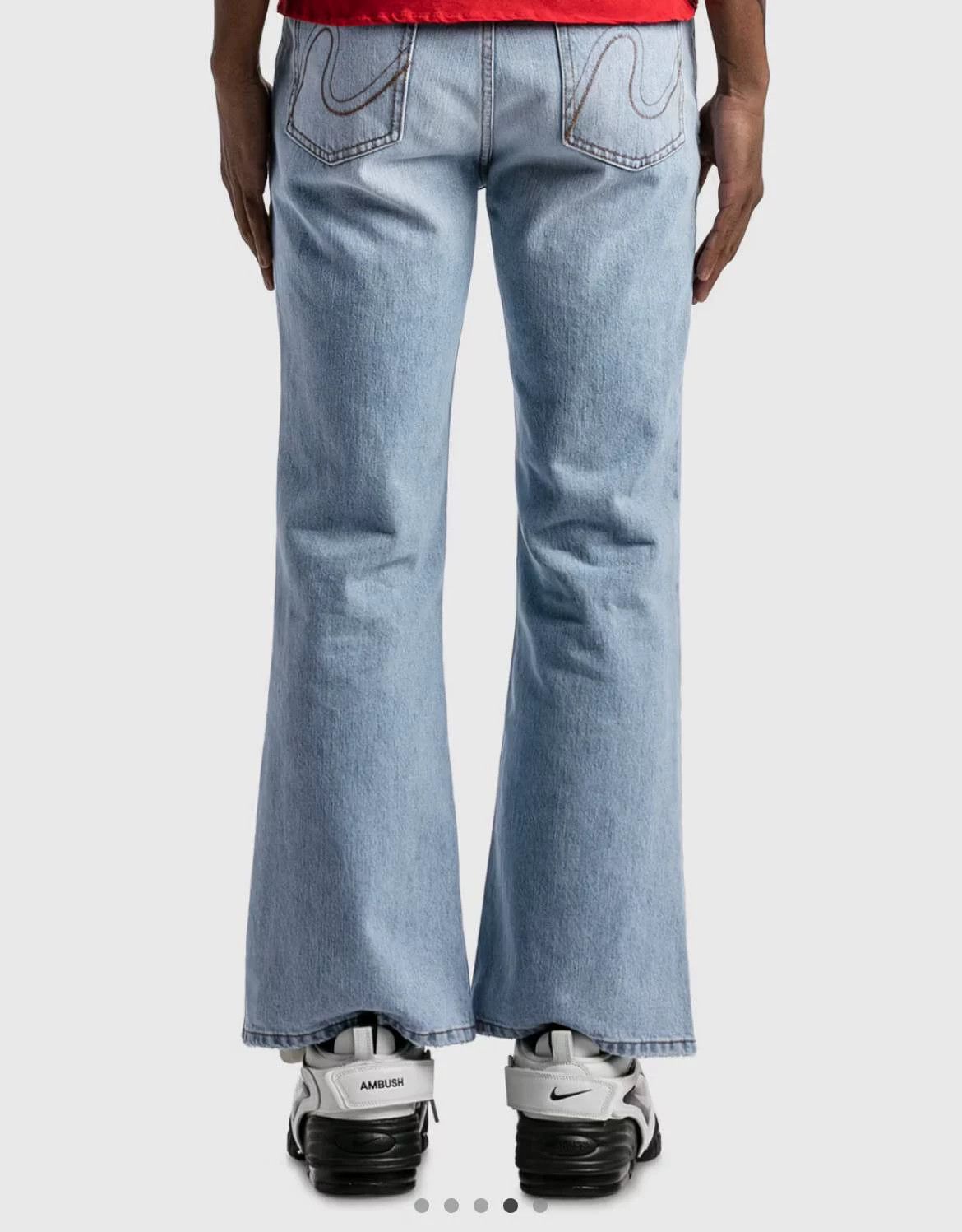 ERL ERL Light Wash Distressed Flared Jeans Size US 32 / EU 48 - 7 Thumbnail