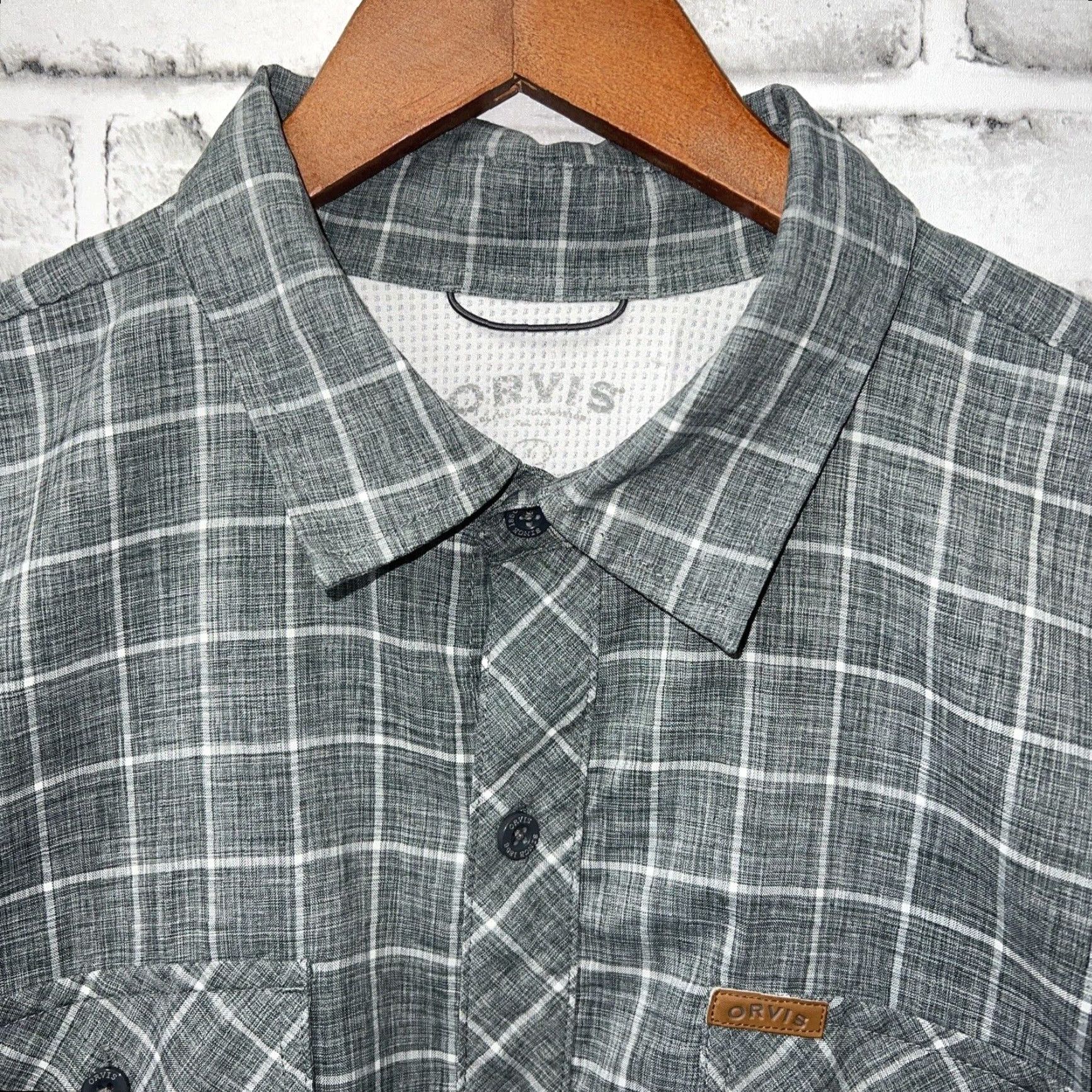 Orvis ORVIS Gray Plaid Short Sleeve Button-Up Shirt Men's Size L Size US L / EU 52-54 / 3 - 3 Thumbnail