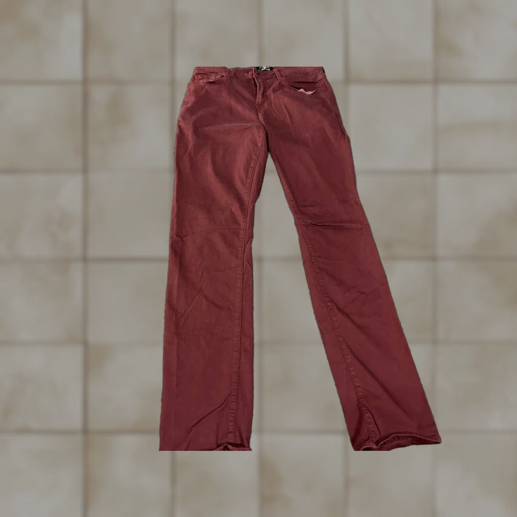 7 For All Mankind 7 For All Mankind Jeans Mens 33x33 Slim Straight burgundy stretch Denim 5-Pocket Design Logo Red Dark Cotton Slim Regular Jeans Mens Size US 33 - 1 Thumbnail