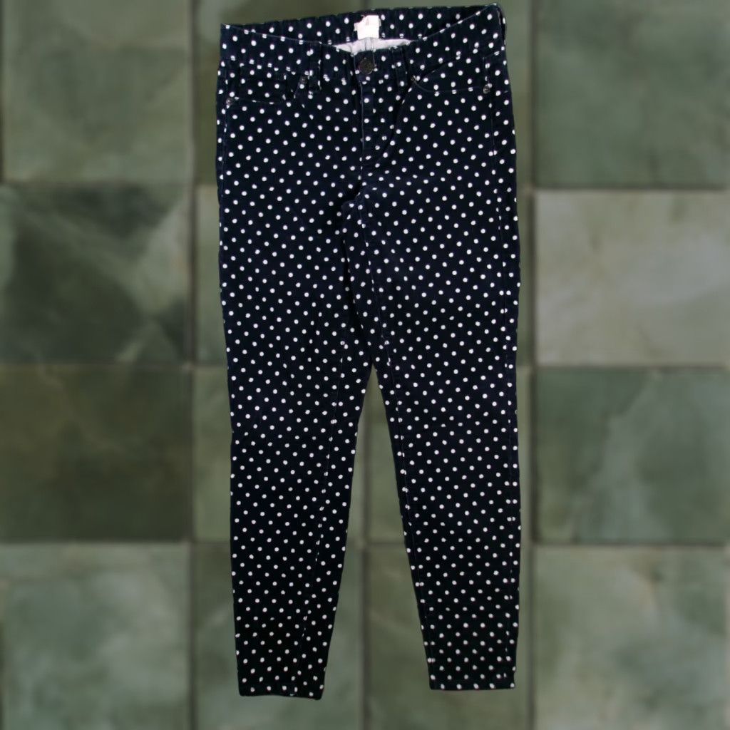 J.Crew VINTAGE J.CREW Corduroy Pants Women 25 Blue Polka Dot Toothpick Classic 90s Preppy Size 42" / US 20 - 1 Thumbnail