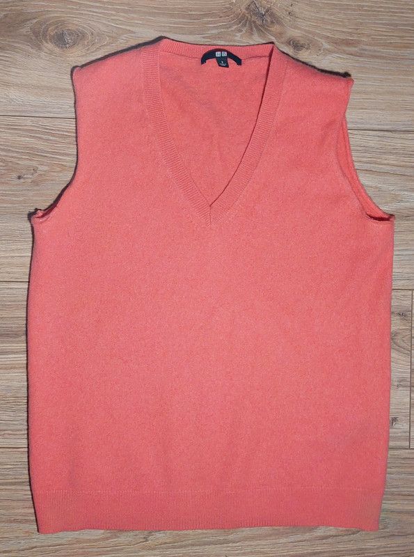 image of Uniqlo 100% Cashmere Sweater Vest Pink Luxury Soft Unique, Women's (Size Small)