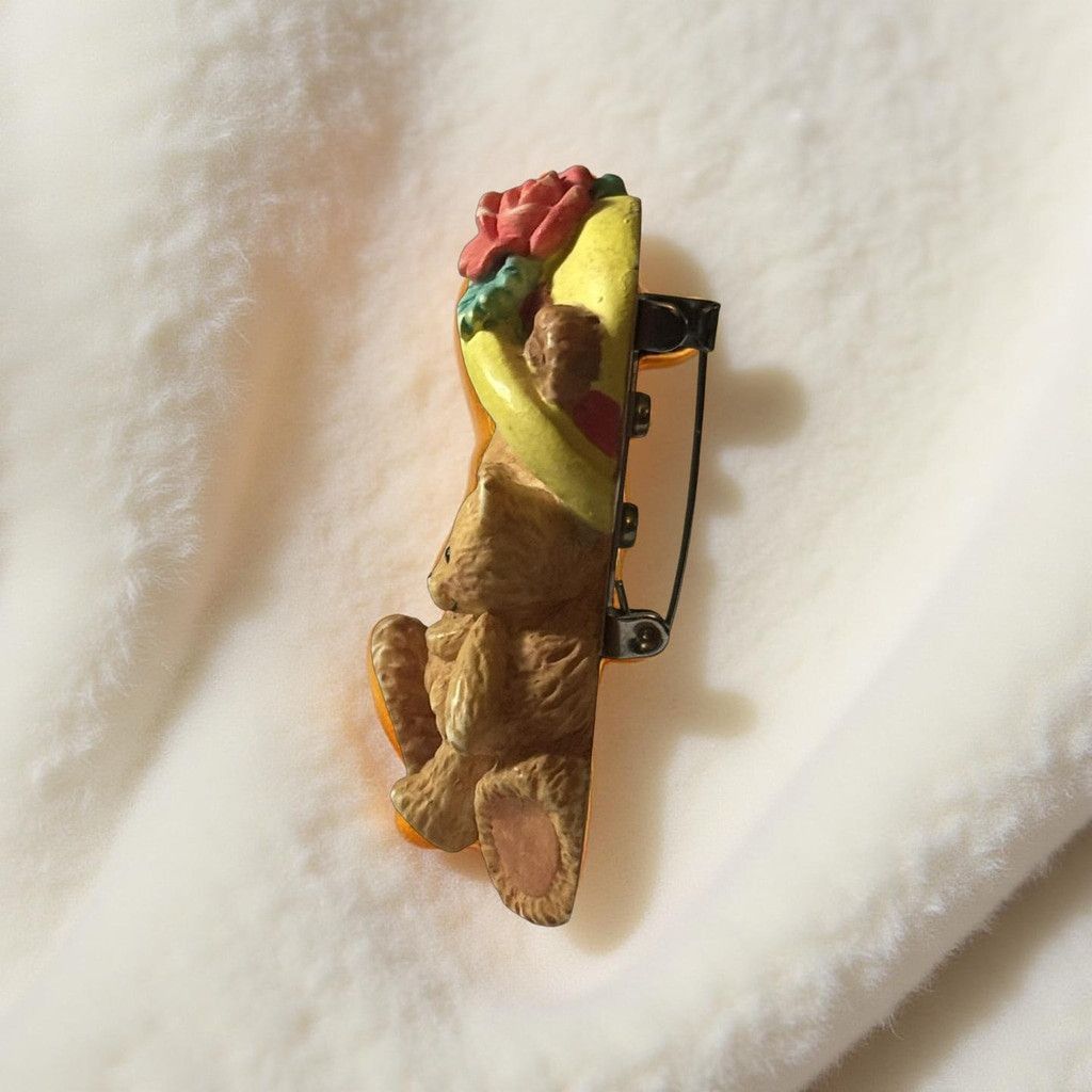 Other 1980s Teddy Mama Baby Bear Brooch with Rose Hat Size ONE SIZE - 3 Thumbnail