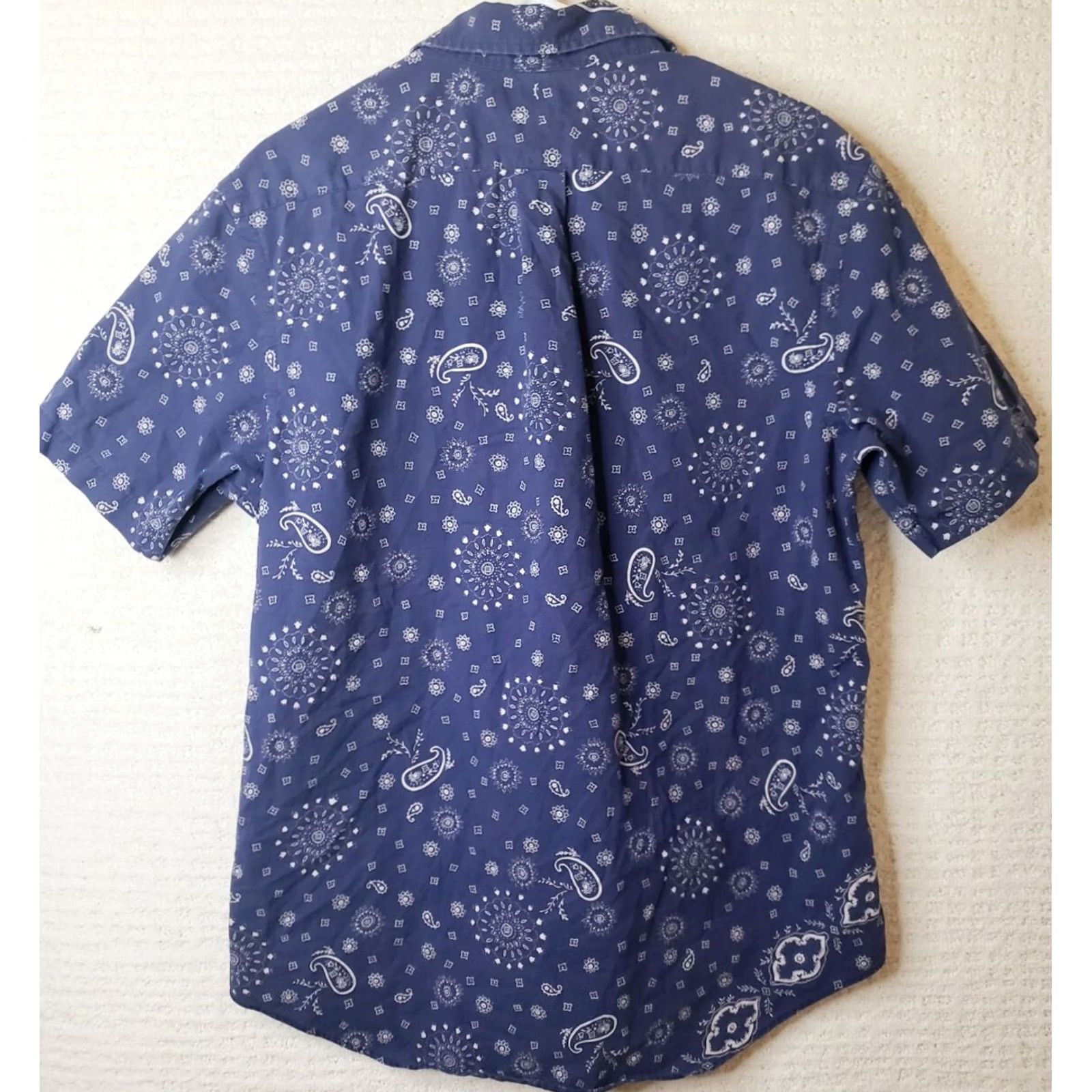 Ralph Lauren Ralph Lauren Custom Fit Men's L Navy Blue Star Burst Paisley Short Sleeve Button-Up Shirt Size US L / EU 52-54 / 3 - 6 Thumbnail