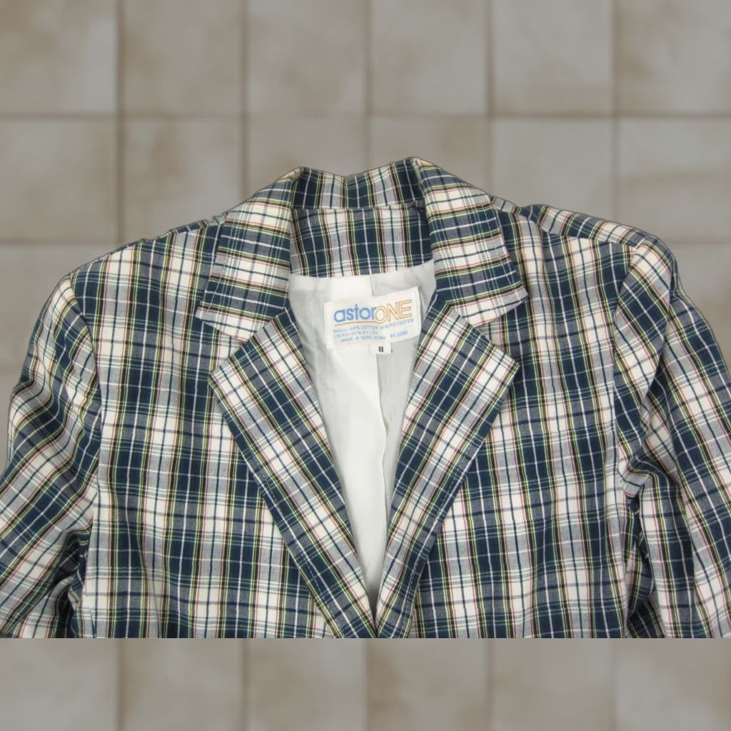 Vintage VINTAGE Astor One Jacket Womens 8 Medium Blue Checkered Blazer Coat 70s Womens Blazer Mens? Size M / US 6-8 / IT 42-44 - 1 Thumbnail