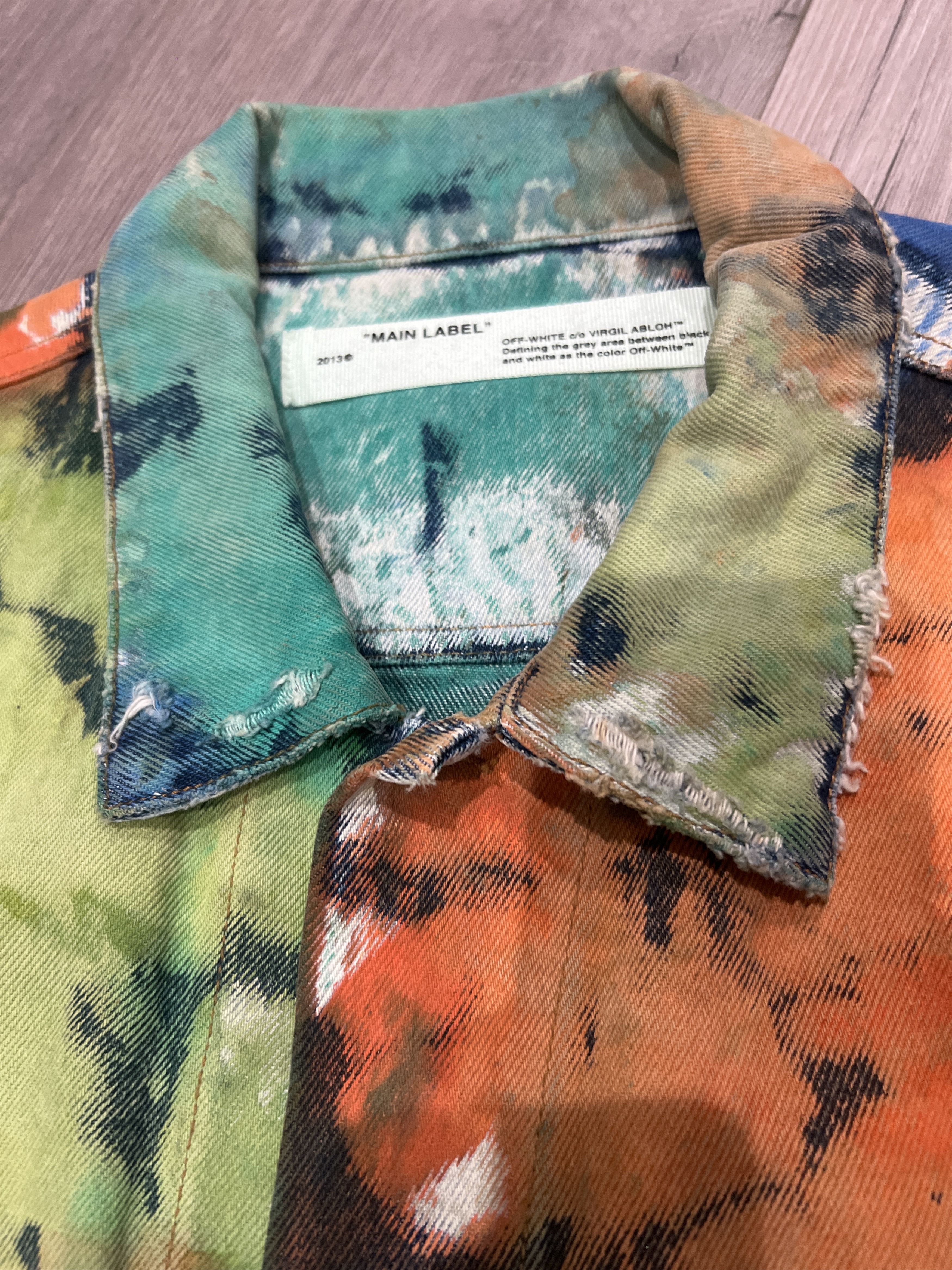 Designer × Off-White SS2019 Painted Distressed Trucker Jacket Size US XXL / EU 58 / 5 - 3 Thumbnail