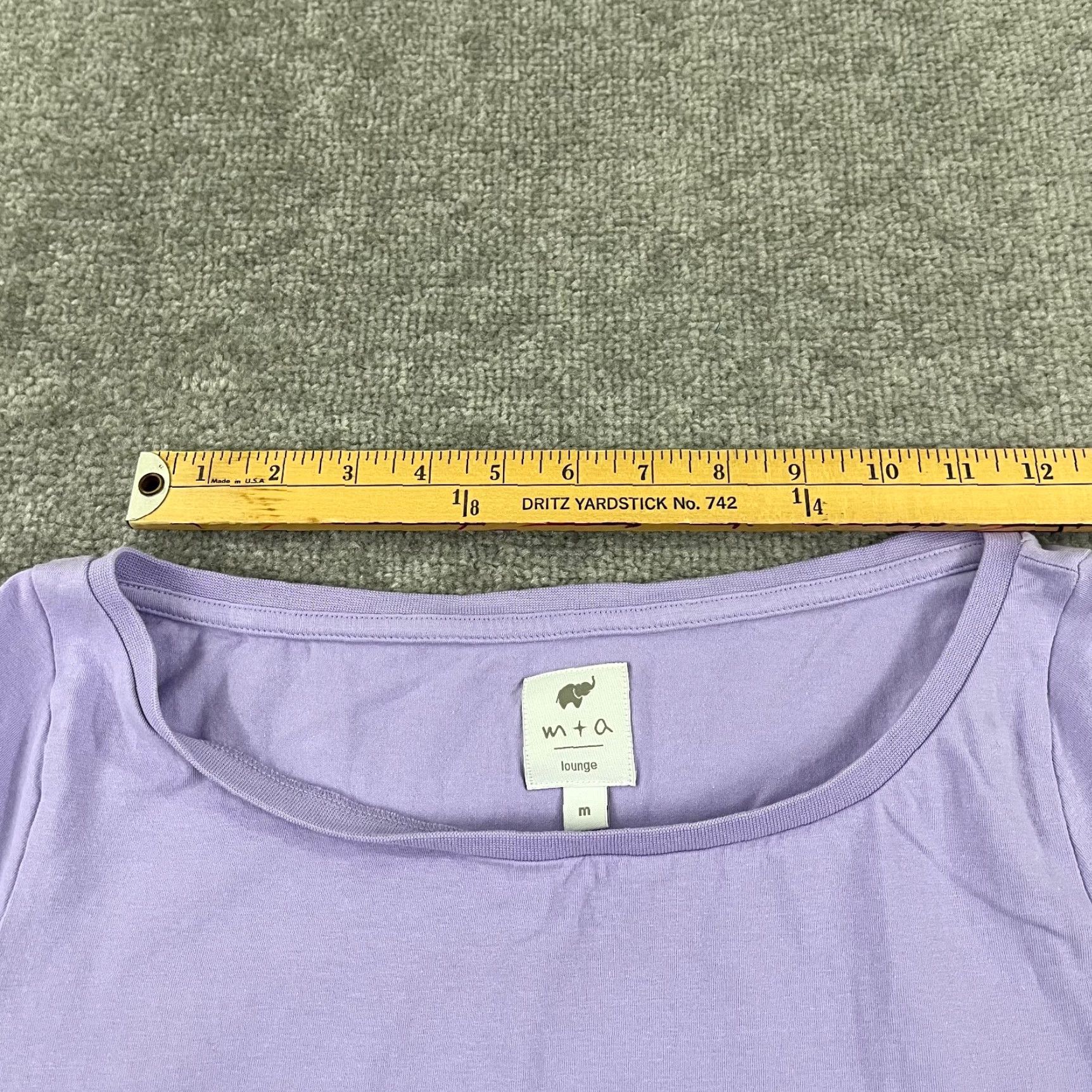 Vintage MONICA + ANDY Shirt Womens M Purple Blouse Boat Neck Pajama Side Slit Top Size M / US 6-8 / IT 42-44 - 6 Thumbnail