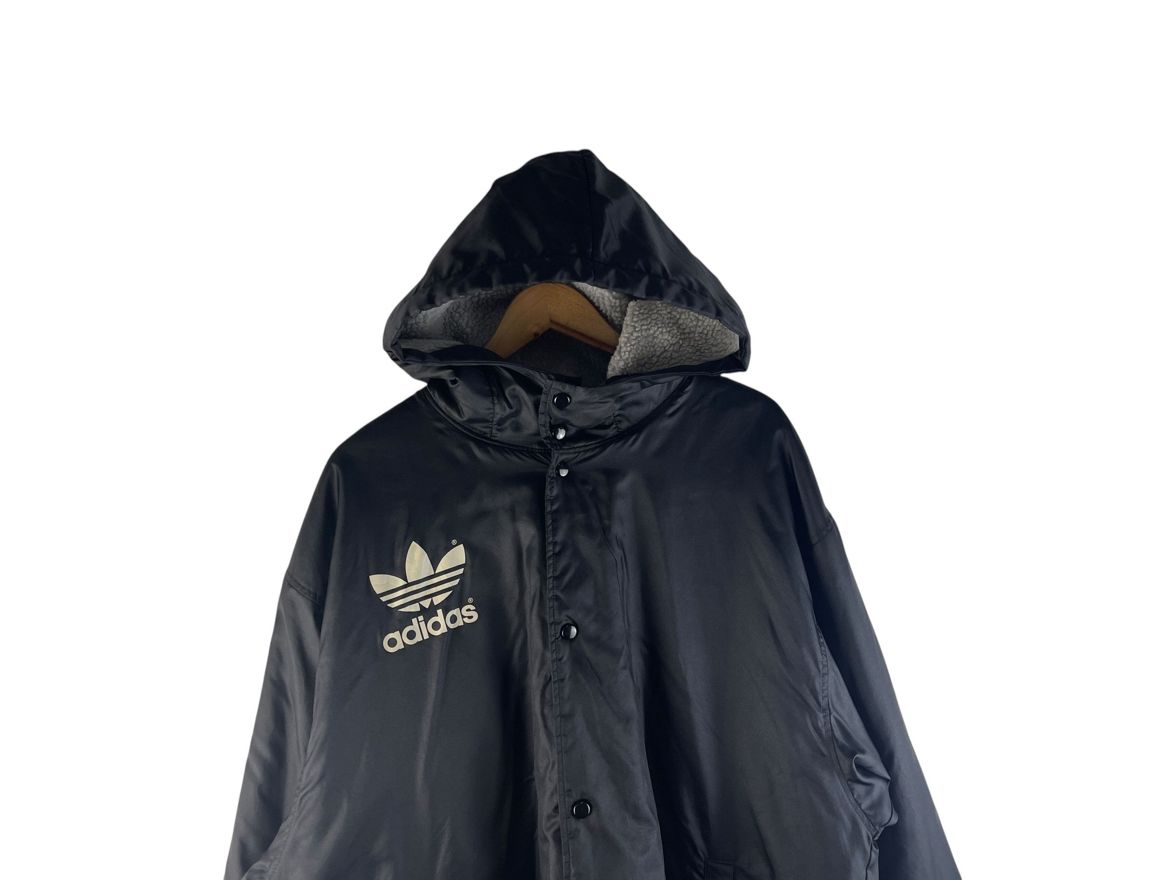 Adidas Vintage 90s Adidas Trefoil Fleece Lined Hooded Jacket Size US L / EU 52-54 / 3 - 8 Thumbnail
