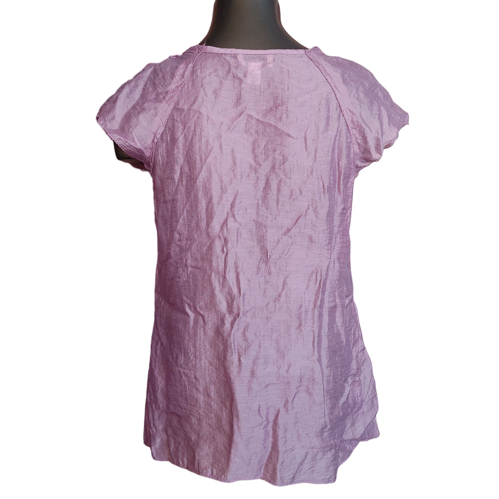 Ann Taylor Woman's Ruffled Short Sleeve Scoop Neck Top - Ann Taylor LOF Size M / US 6-8 / IT 42-44 - 2 Thumbnail