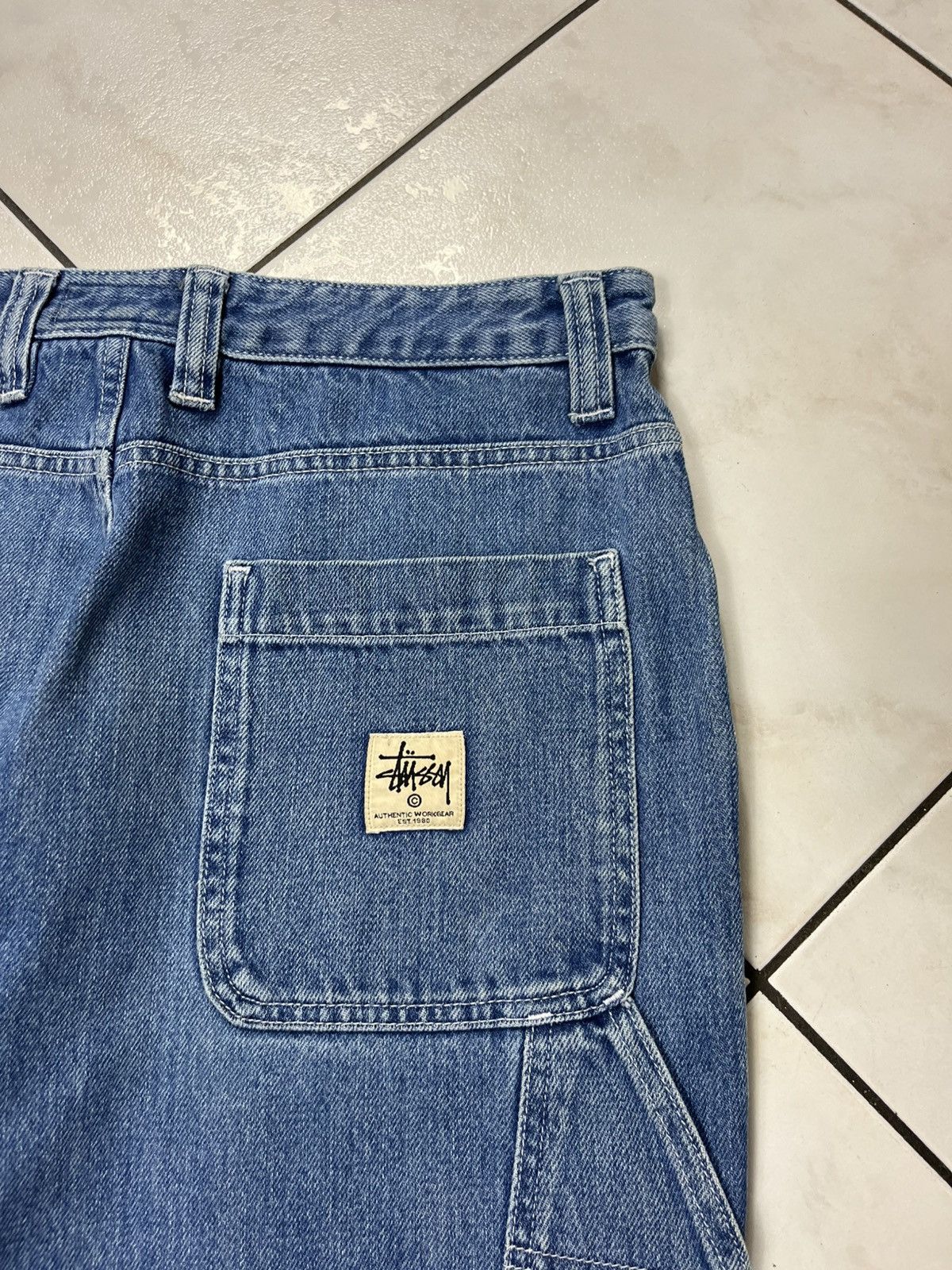 Stussy × Vintage Stussy workgear navy denim double knee baggy jeans pants 34 Size US 34 / EU 50 - 15 Thumbnail