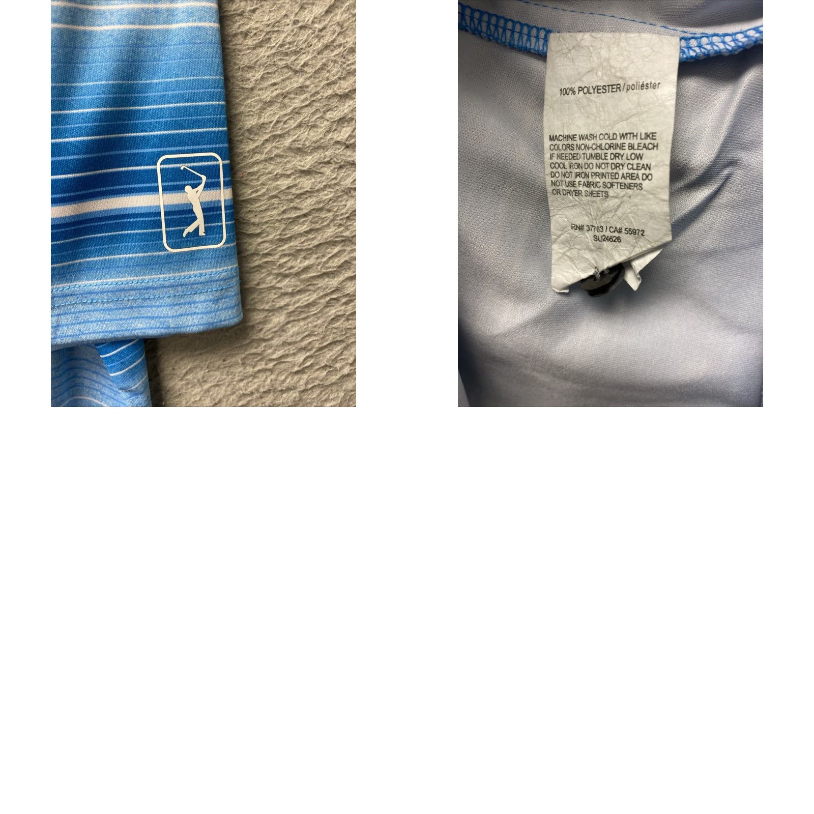 PGA Tour PGA Tour Polo Shirt Mens Blue Stripe 2XL Short Sleeve Pullover Polyester Size US XXL / EU 58 / 5 - 8 Thumbnail