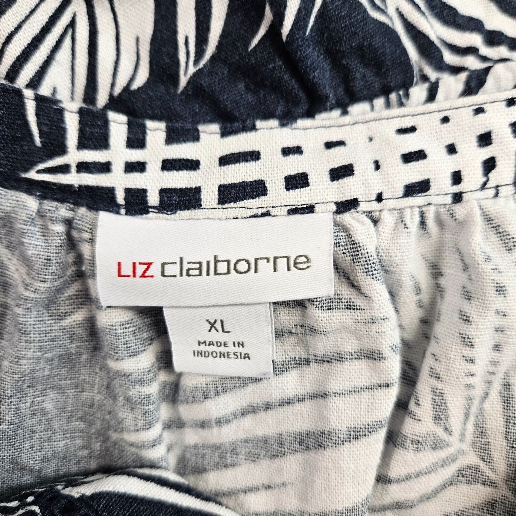 Liz Claiborne Liz Claiborne Dress Womens XL Blue White Linen Blend Short Sleeve Midi Fit & Flare Casual Colorful Womens Size 40" / US 18 - 5 Thumbnail