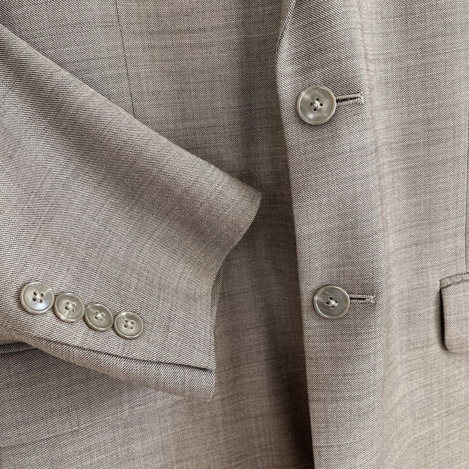 Jos A Bank Travelers Wool Suit Taupe Brown Slim Fit Mens 41R