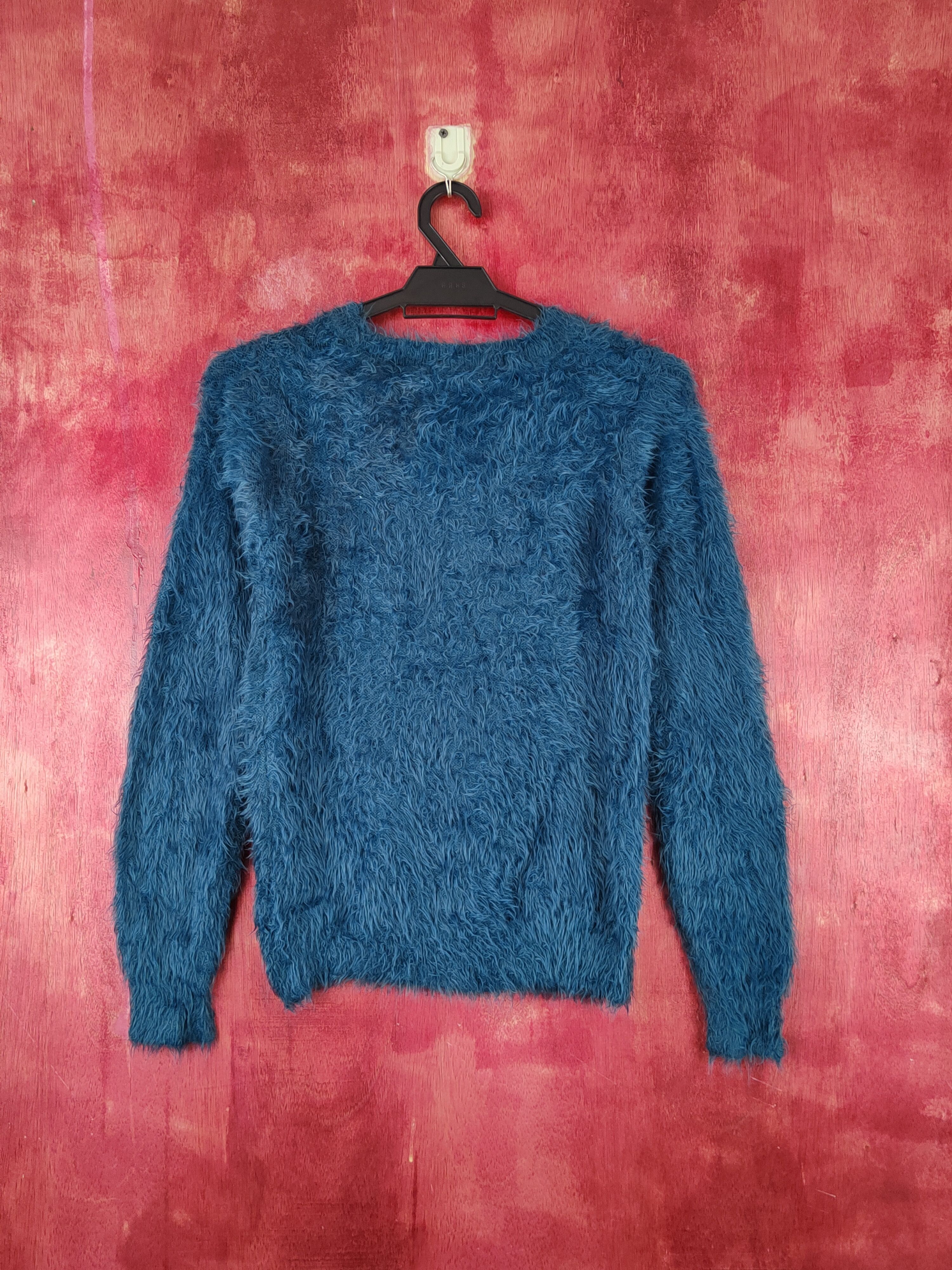 Aran Isles Knitwear Grove Dark Turquoise Shag Shaggy Fur Mohair Knitwear #S1888 Size M / US 6-8 / IT 42-44 - 7 Thumbnail
