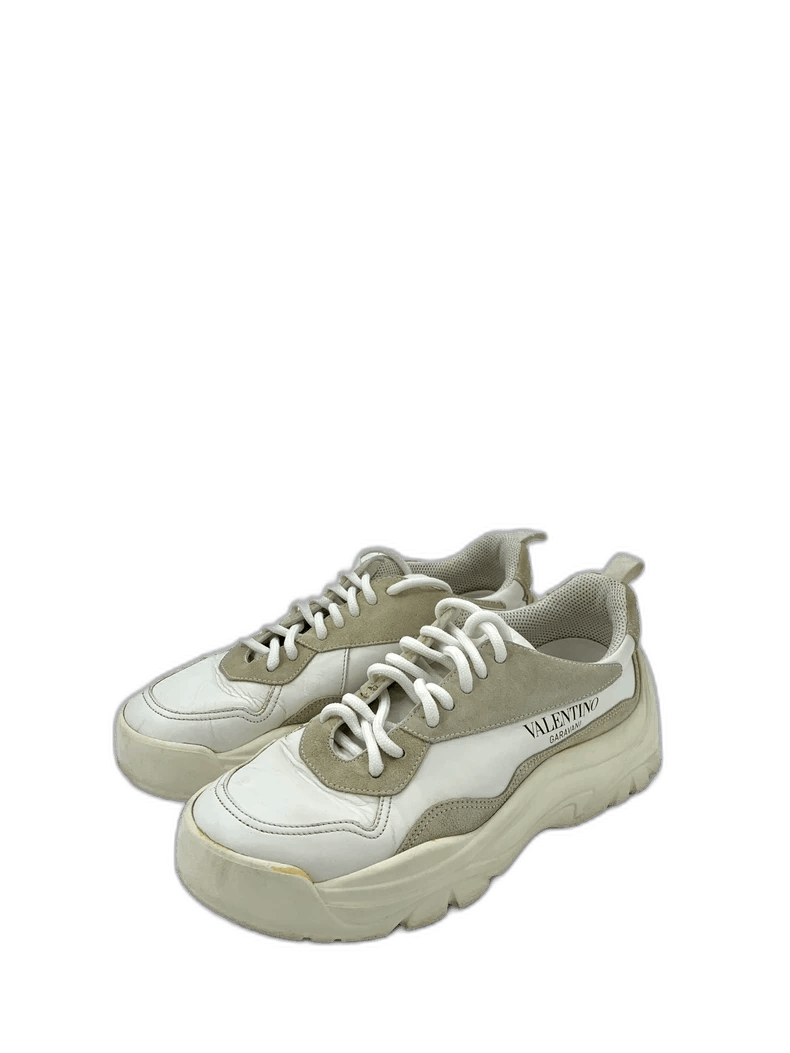 Valentino Valentino Size 40 White Leather Mixed Material Laced Low-Top Casual Shoes Size US 7 / EU 40 - 1 Thumbnail