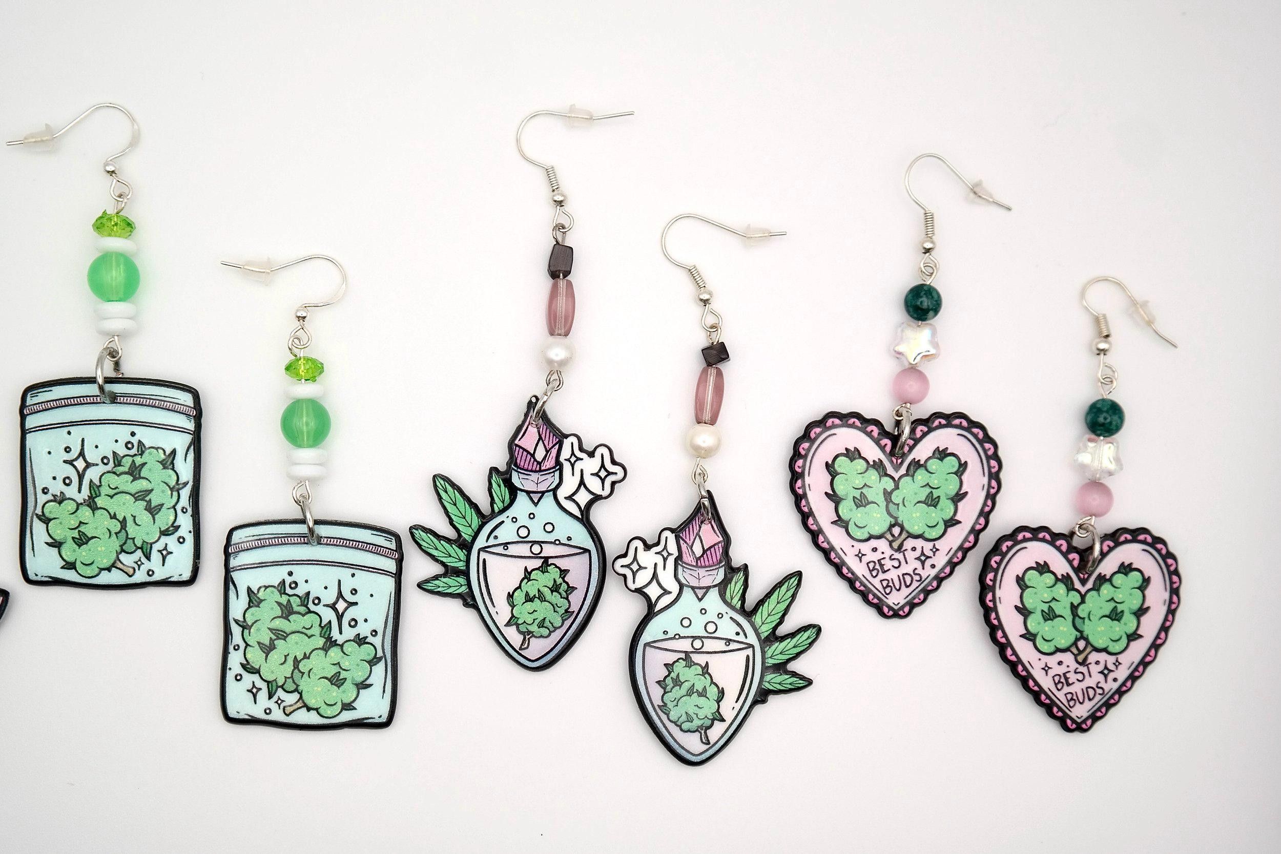 Handmade Magical 420 Flower Earrings Size ONE SIZE - 2 Thumbnail
