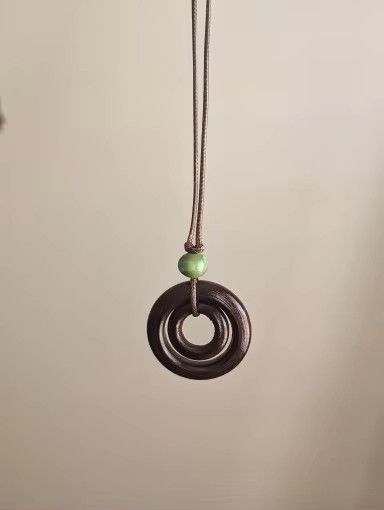 Handmade Wooden Circle Pendant Necklace Handmade Jewelry Gift For Her Size ONE SIZE - 1 Thumbnail