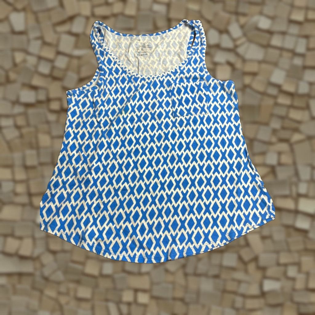 Gap Gap Tank Top Womens Size Small Blue White Sleeveless Scoop Neck Casual Accessories No N/A Size S / US 4 / IT 40 - 1 Thumbnail