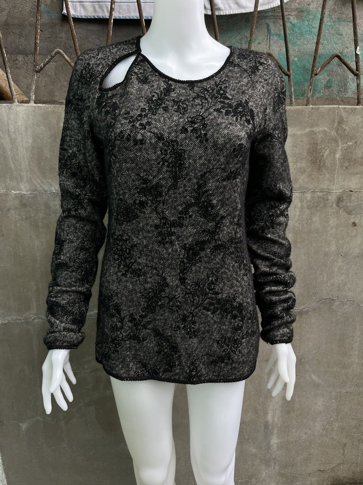 John Galliano Floral Tapestry Wool Mesh Top Size L / US 10 / IT 46 - 1 Thumbnail