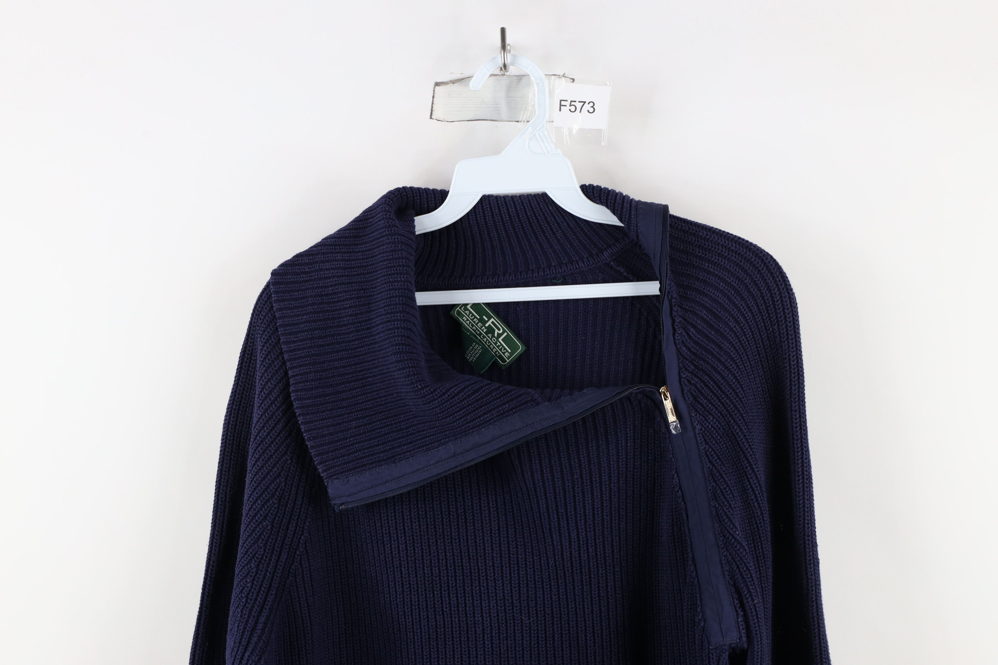 Ralph Lauren × Vintage Vintage 90s Ralph Lauren Asymmetrical Ribbed Knit Sweater Size XL / US 12-14 / IT 48-50 - 2 Thumbnail
