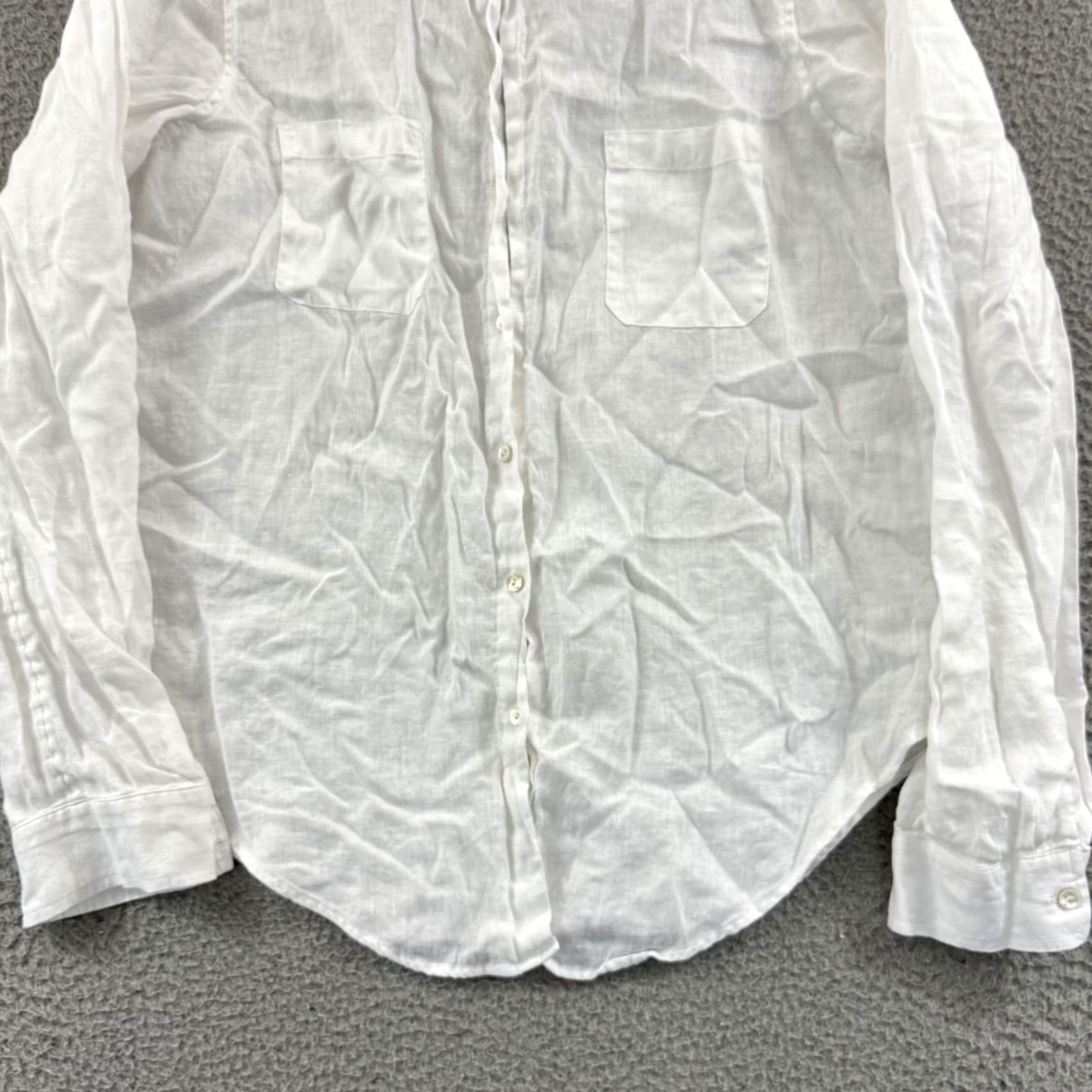 Lilly Pulitzer Lilly Pulitzer Shirt Womens Large White Sea View Linen Button Down Preppy Resort Size L / US 10 / IT 46 - 2 Thumbnail