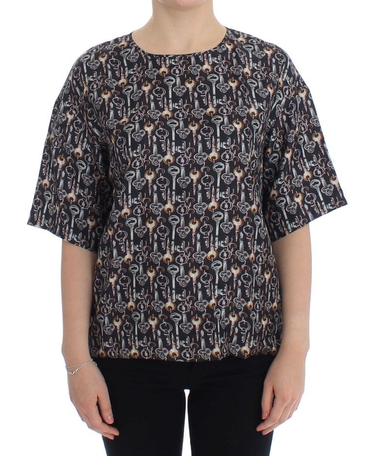 Dolce & Gabbana Enchanted Sicily Silk Blouse with Key Women's Print Size M / US 6-8 / IT 42-44 - 1 Thumbnail