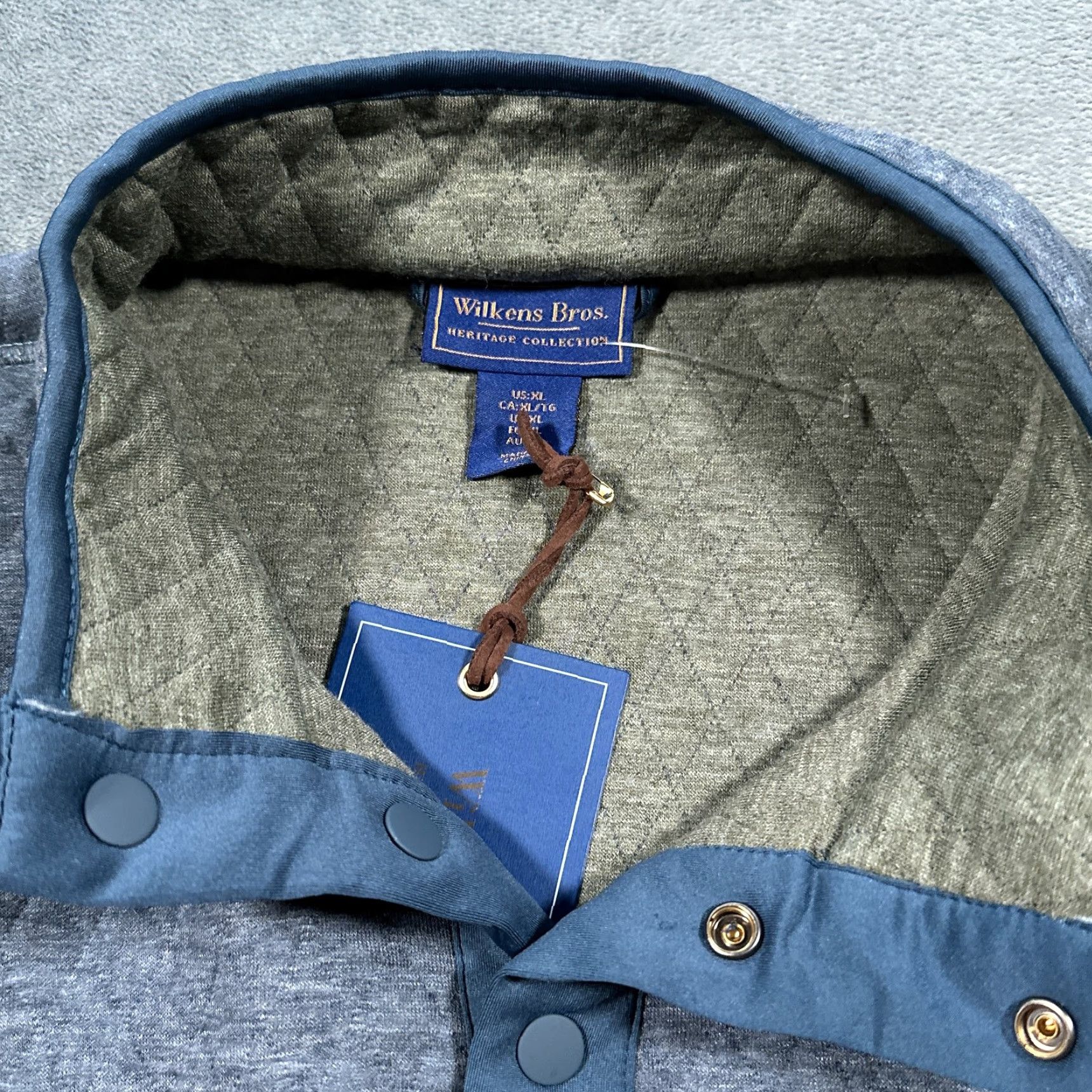 Vintage Wilkens Bros Sweater Mens XL Heritage Collection Quilted Pullover Knit Blue Argyle Diamond Lined Insulated Heavyweight Mock Neck Size US XL / EU 56 / 4 - 2 Thumbnail