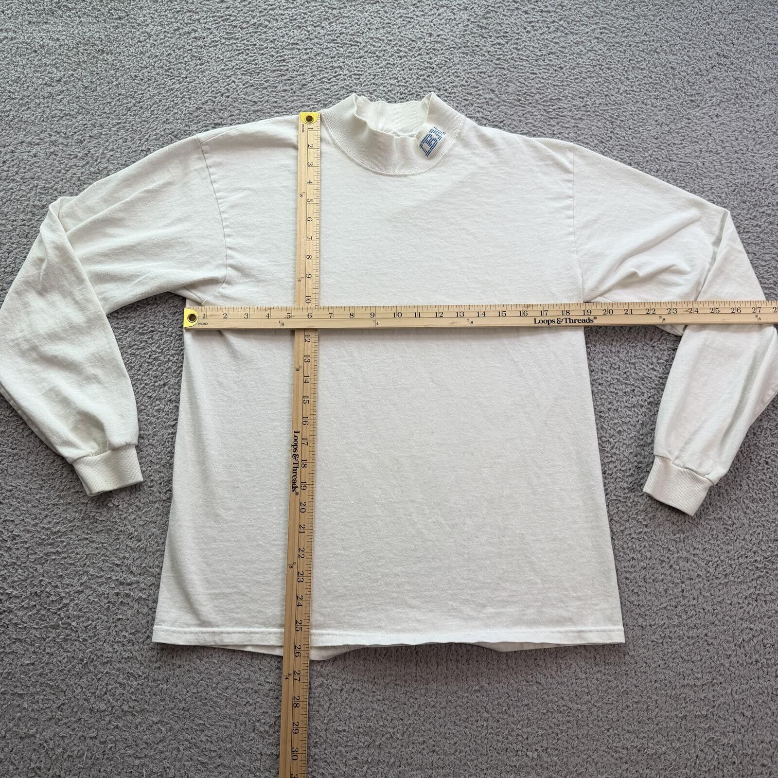 Anvil Vintage IBM Computers Mock Neck Long Sleeve Shirt White M Size US M / EU 48-50 / 2 - 4 Thumbnail