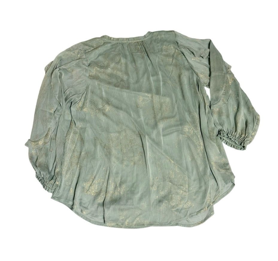 Lauren Conrad Lauren Conrad Plus Size 2X Mint Green Metallic Floral Blouse Size XXL / US 16-18 / IT 52-54 - 2 Thumbnail
