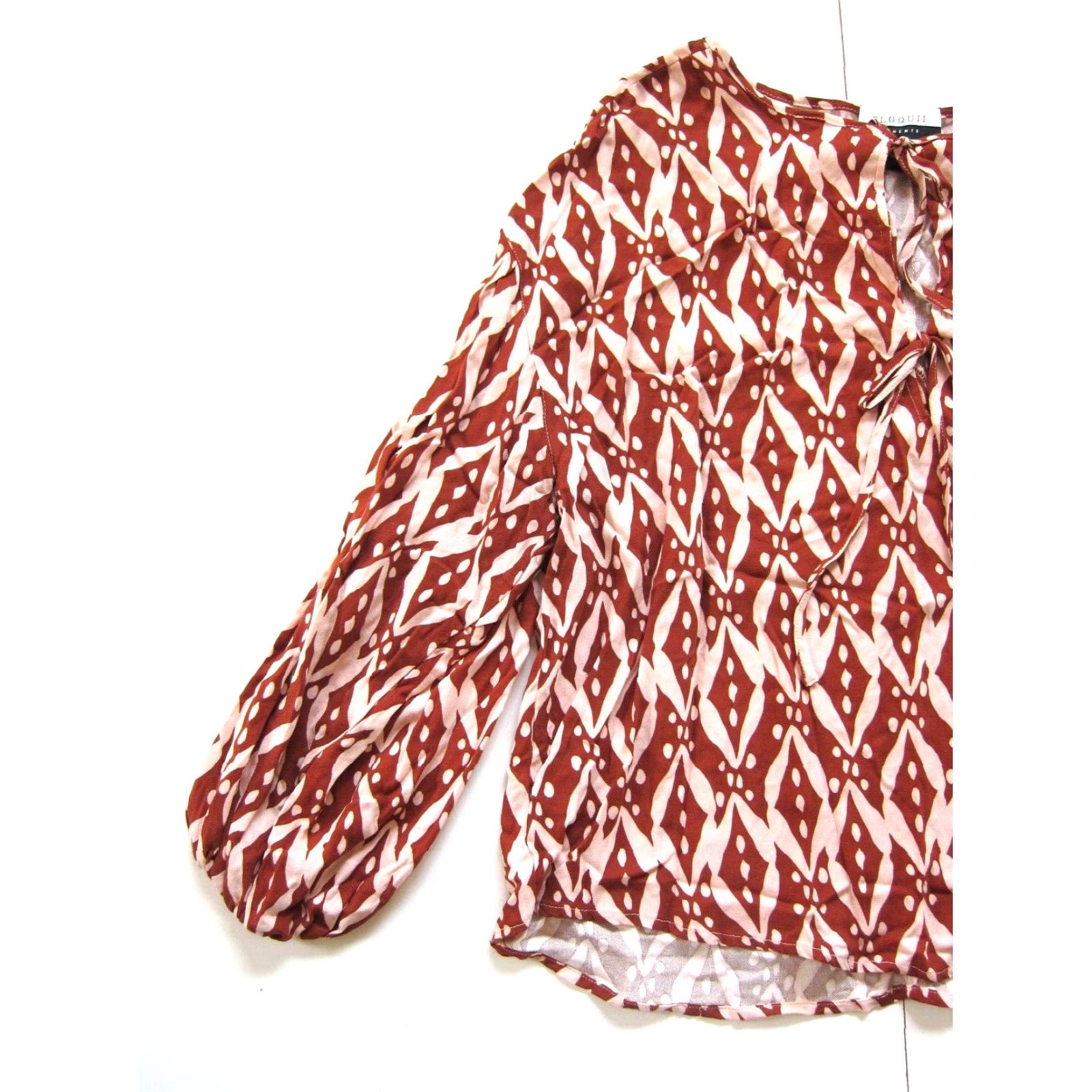 Vintage Eloquii Elements Rayon Red Pink Floral Abstract Long Sleeve Blouse Women 18 Size XXL / US 16-18 / IT 52-54 - 5 Thumbnail