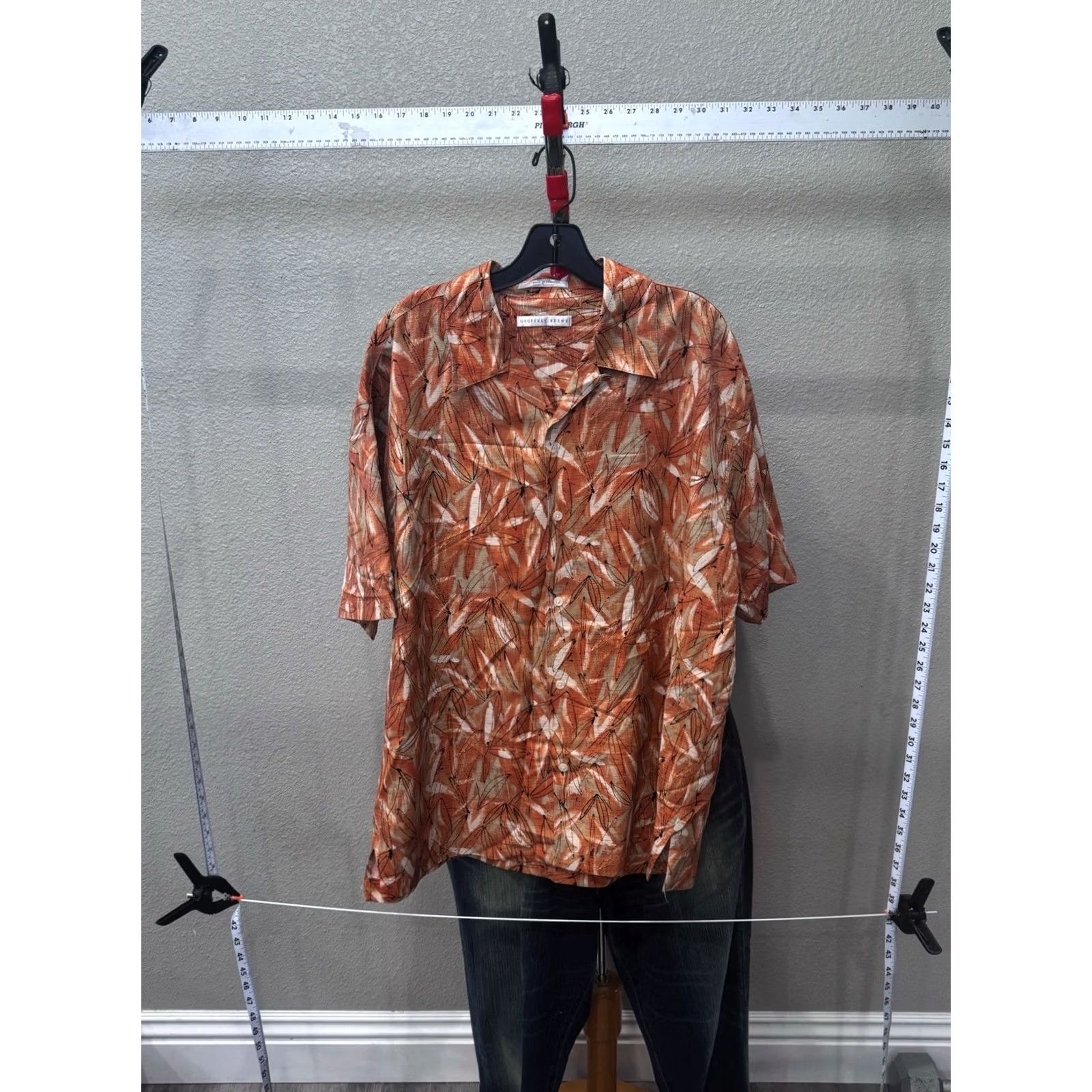 Geoffrey Beene Geoffrey Beene Shirt Large L Multicolor 100% Silk Pumpkin Floral SHORT SLEEVE BUTTON UP Mens Size US L / EU 52-54 / 3 - 2 Thumbnail
