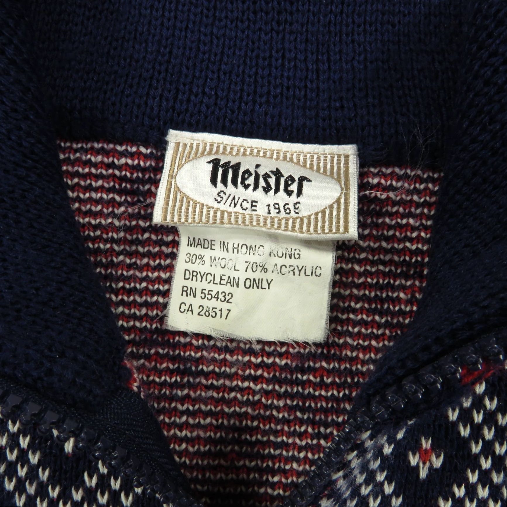 Vintage VINTAGE Meister Sweater Mens Medium 1/4 Zip Fair Isle Wool Birdseye Knit Blue 90s Mock Neck Pullover Size US M / EU 48-50 / 2 - 5 Thumbnail