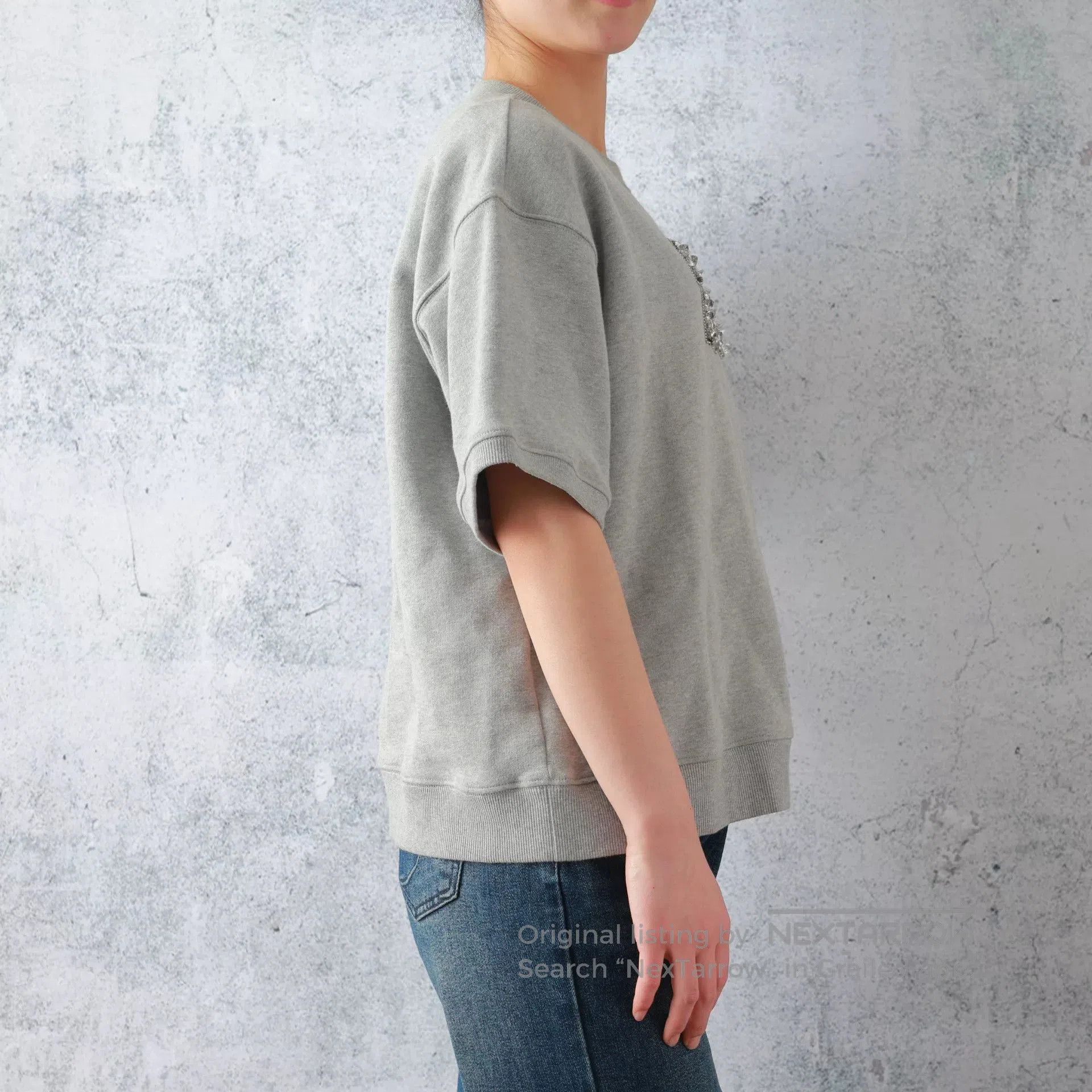 Other Miumiu Gray Cotton Rhinestone Crew Neck Tee. Size S / US 4 / IT 40 - 2 Thumbnail