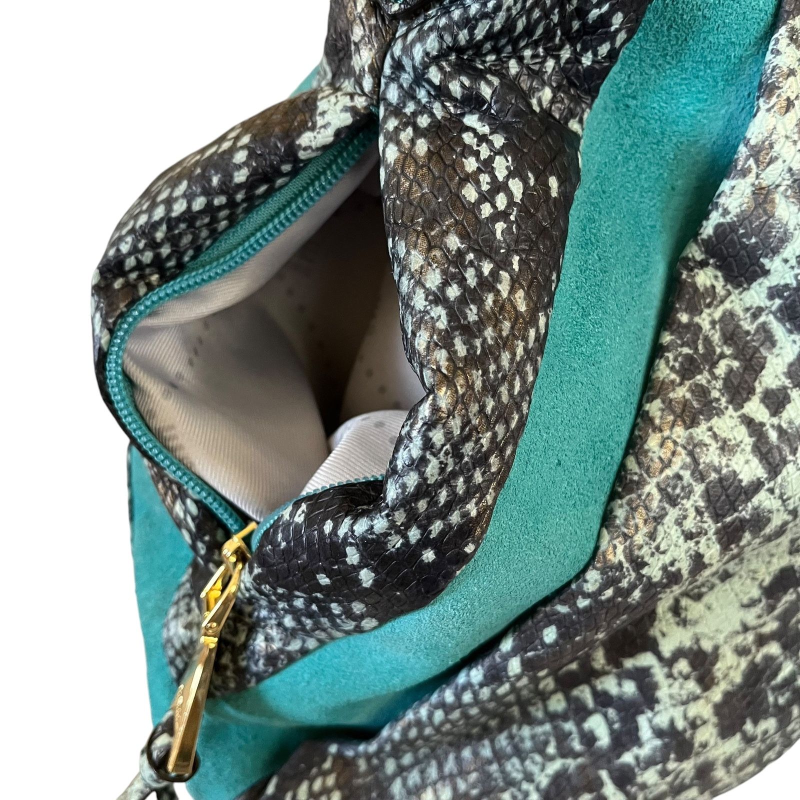 Other Aimee Kestenberg Tuscany Cobra Print Leather Suede Hobo Size ONE SIZE - 7 Thumbnail