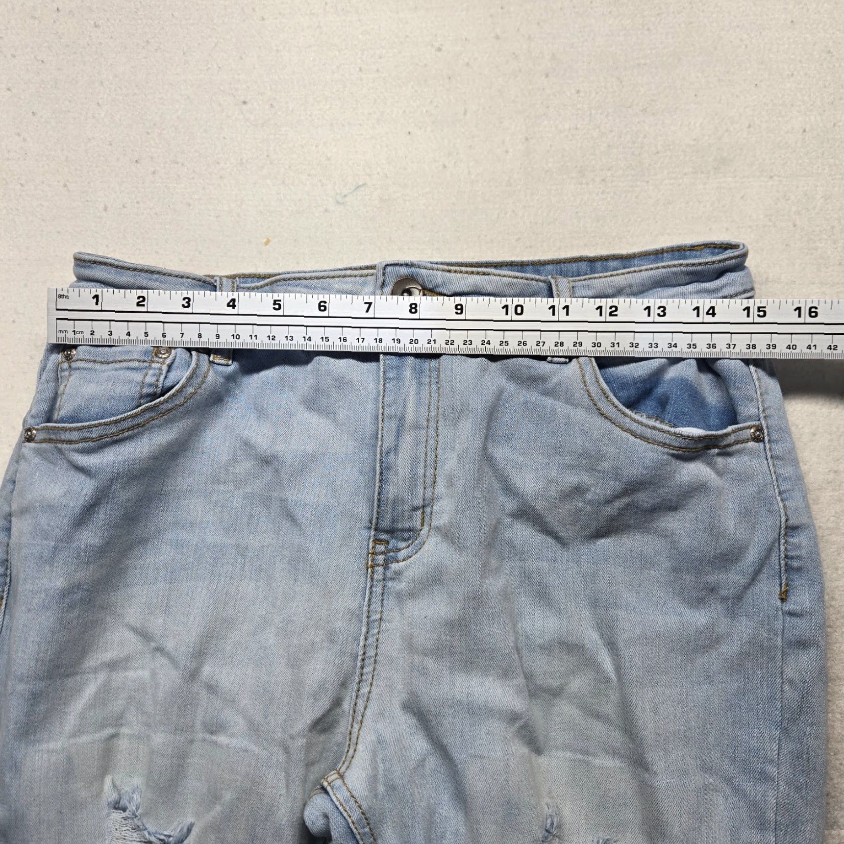 Denime Est.1846 Denim Jeans Stright Blue Pants Distressed Adult Women's Size 8 Blue Jeans 1846 Denim Womens Slim Straight Distressed Jeans Size 8 Size 30" / US 8 / IT 44 - 6 Thumbnail