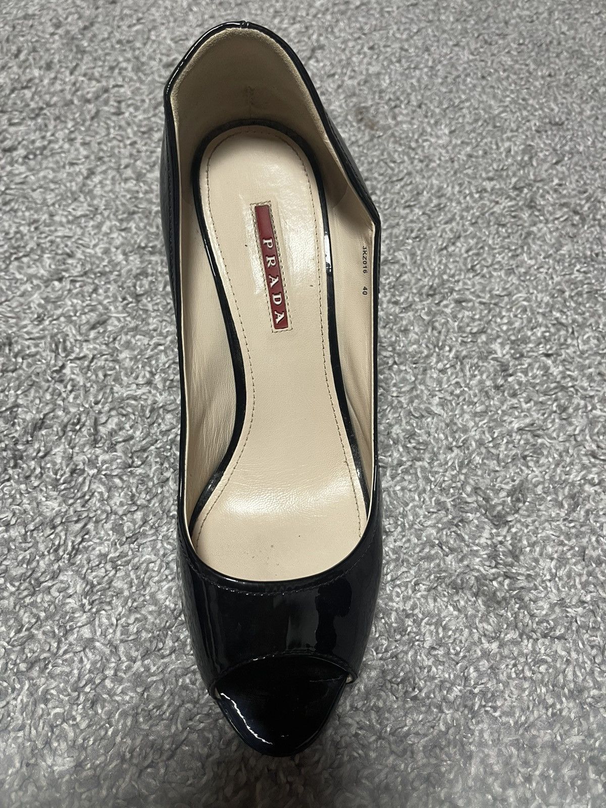 Prada Prada Vintage Patent Leather Peep Open Toe Wedge Cork Heels Size US 9 / IT 39 - 5 Thumbnail