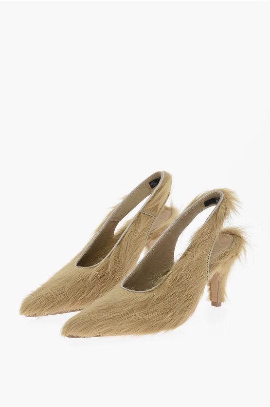 image of Maison Margiela Mm6 Pony Skin Slingback Shoes in Beige, Women's (Size 5)