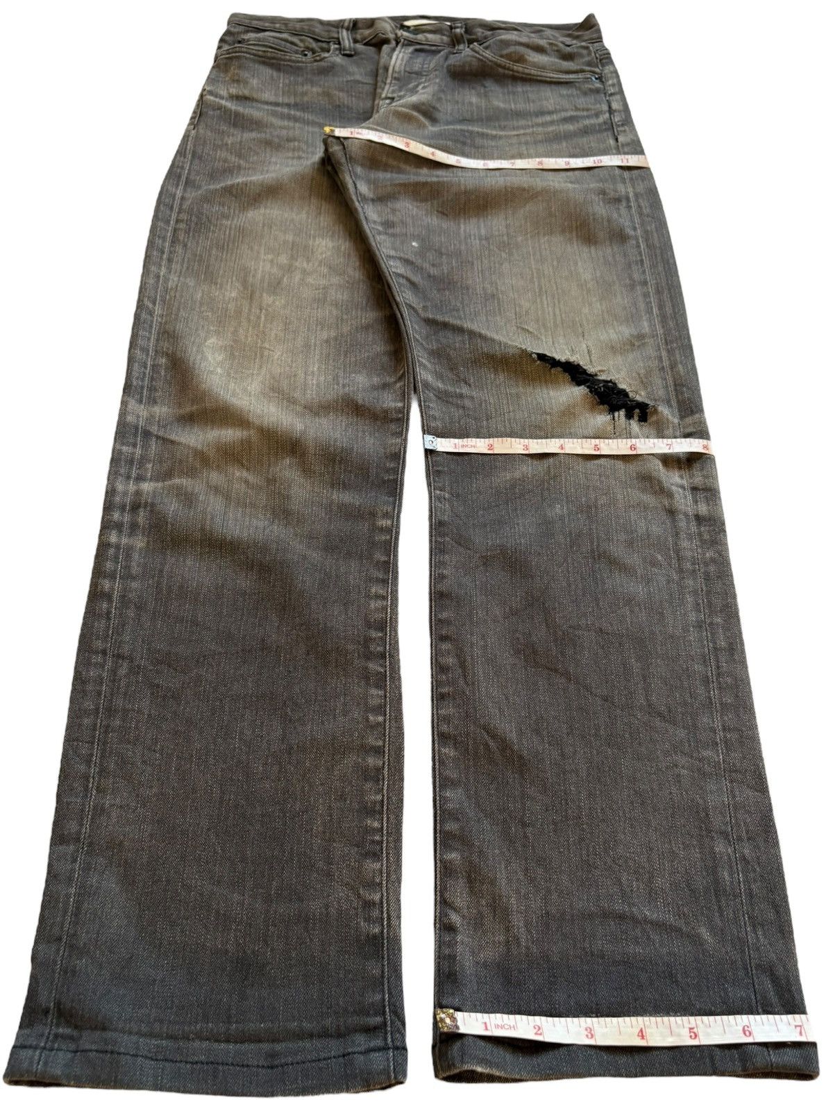 Japanese Brand × Jun Takahashi × Uniqlo Vintage Uniqlo Rusty Mud Wash Distressed Ripped Jeans Size US 31 - 14 Thumbnail