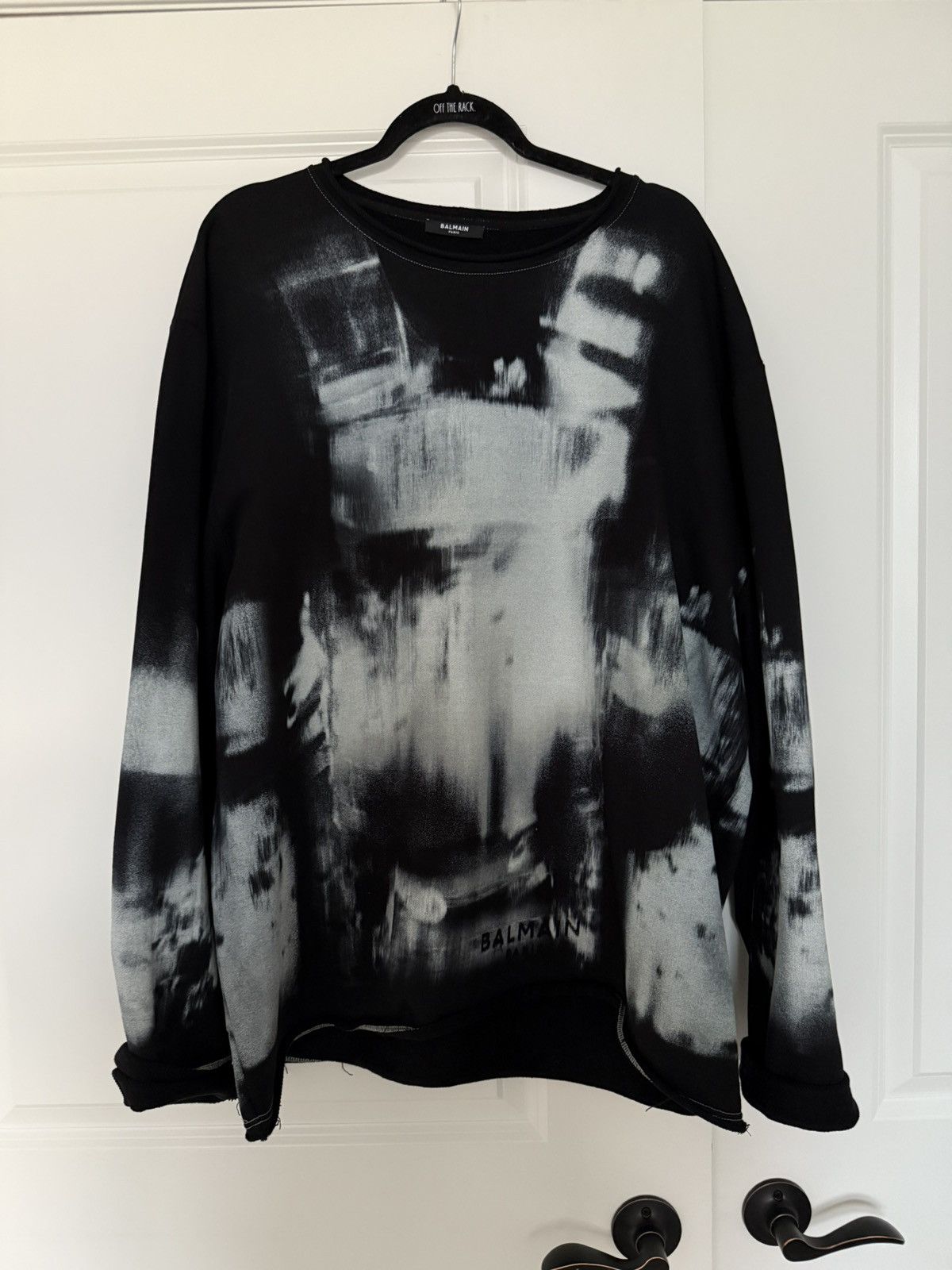 Balmain Balmain Paris Men’s Sweater (Bleach/Brushstroke Print) Size US XL / EU 56 / 4 - 1 Thumbnail